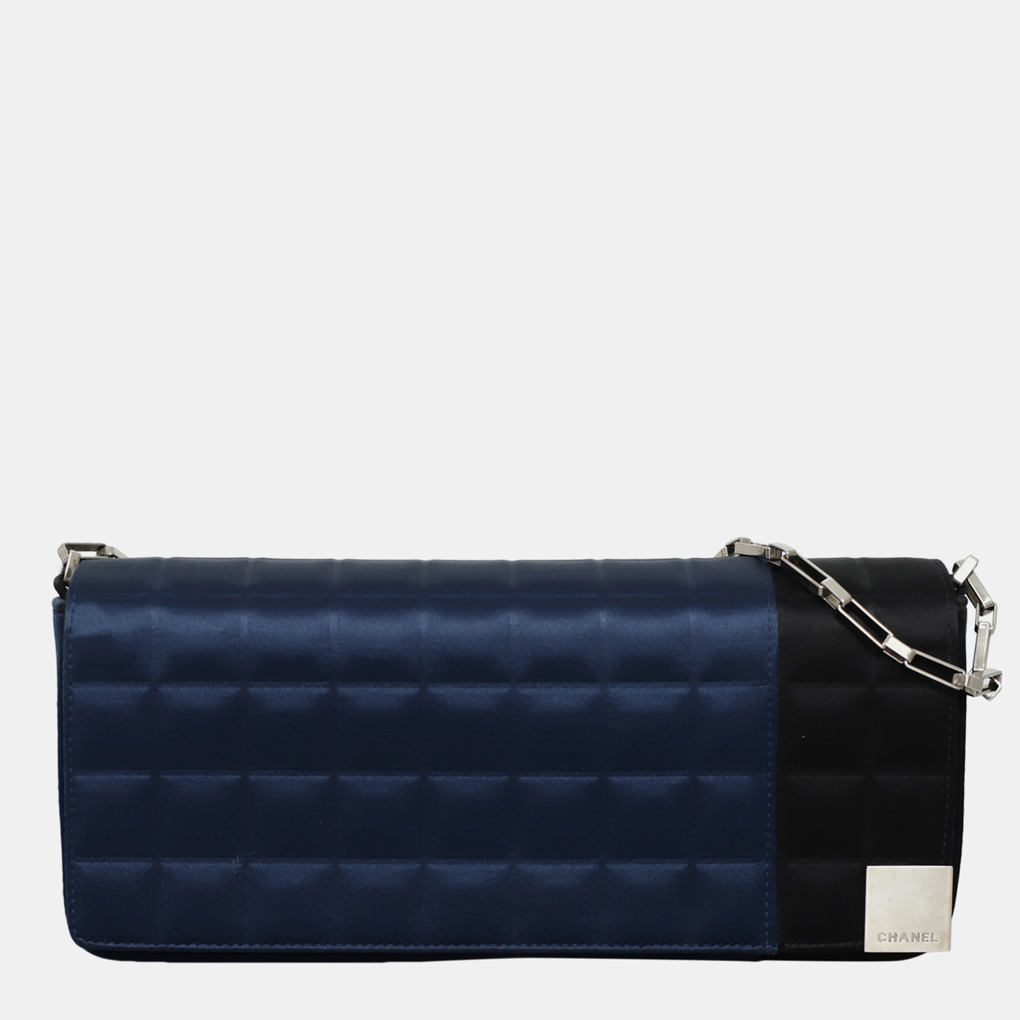 

Chanel Blue Quilted Satin Vintage Chocolate Flap Bag