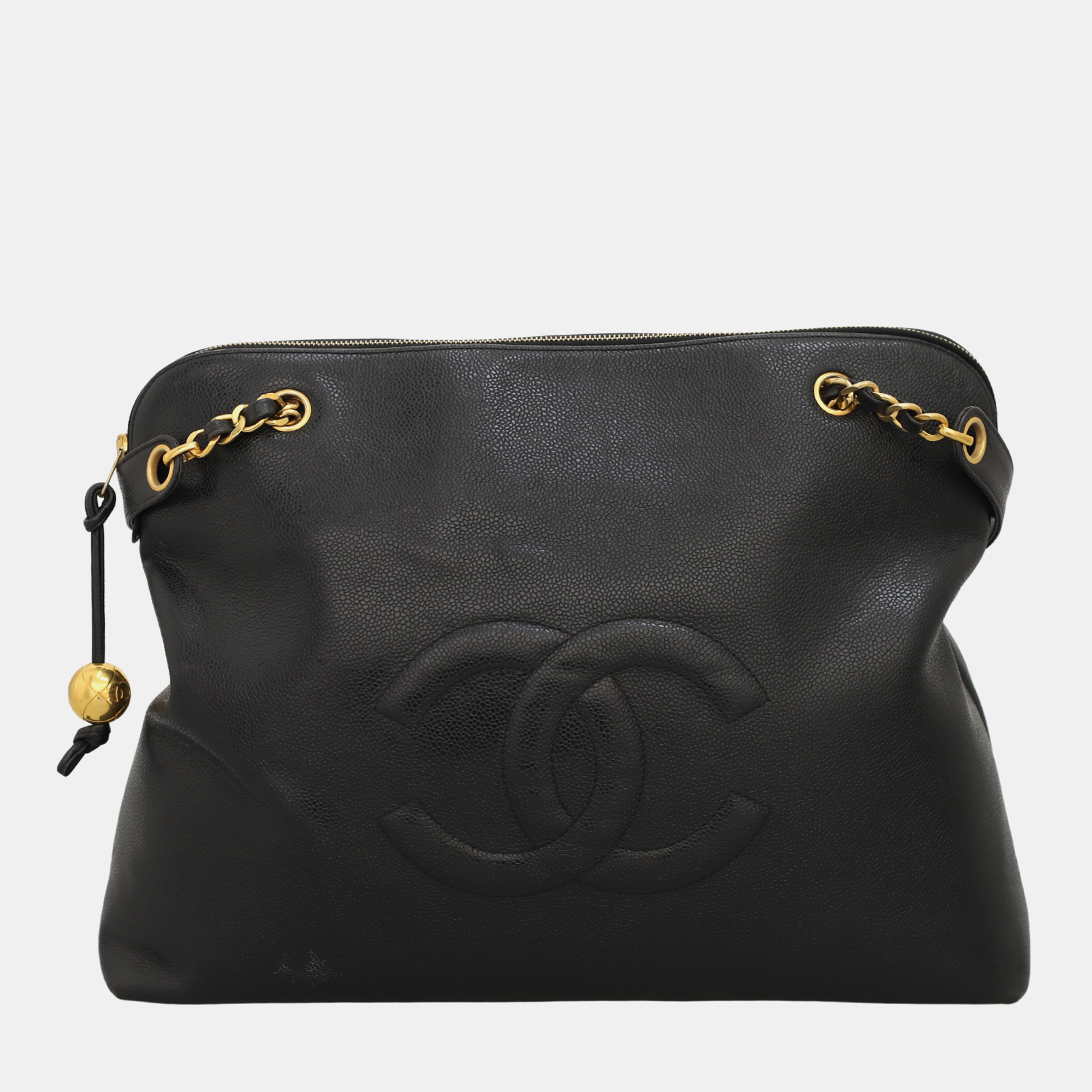 

Chanel Black Vintage Caviar Large CC Shoulder Bag