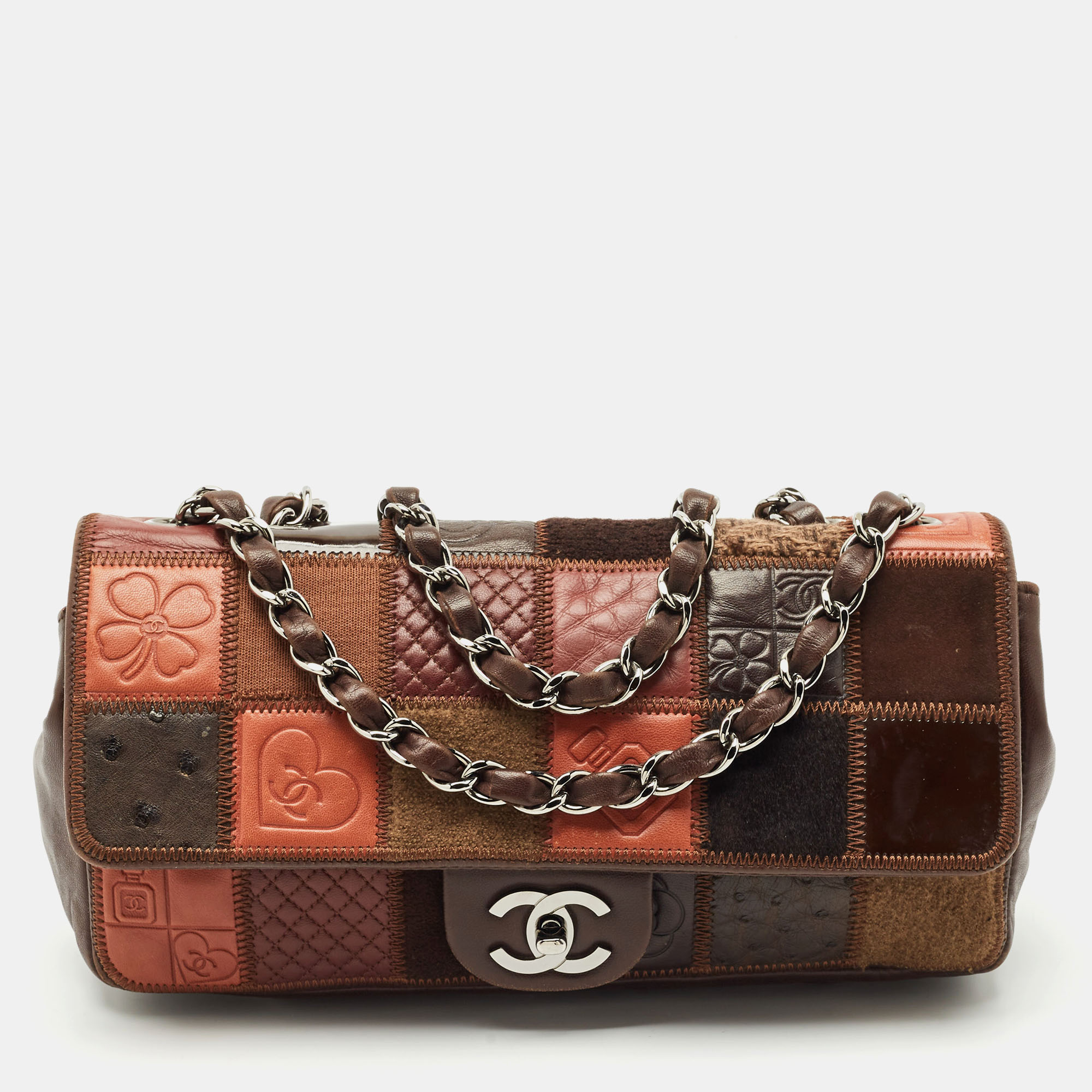 

Chanel Multicolor Leather Mixed Patchwork East West Flap Bag