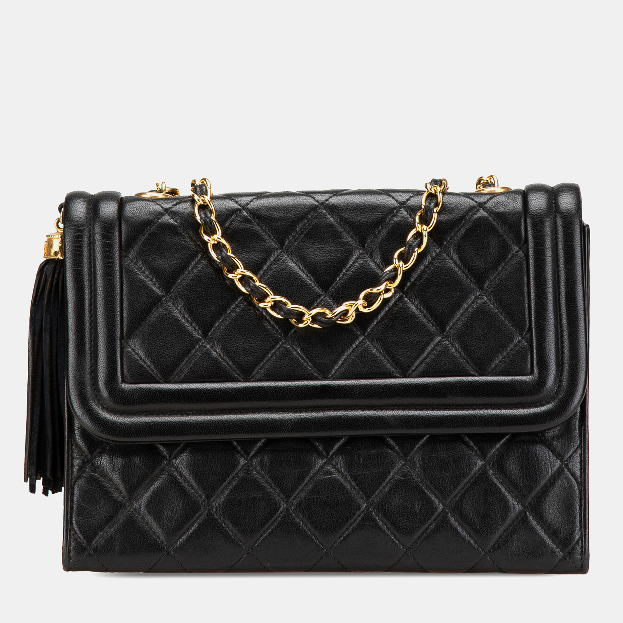 

Chanel Black Quilted Lambskin Tassel Flap