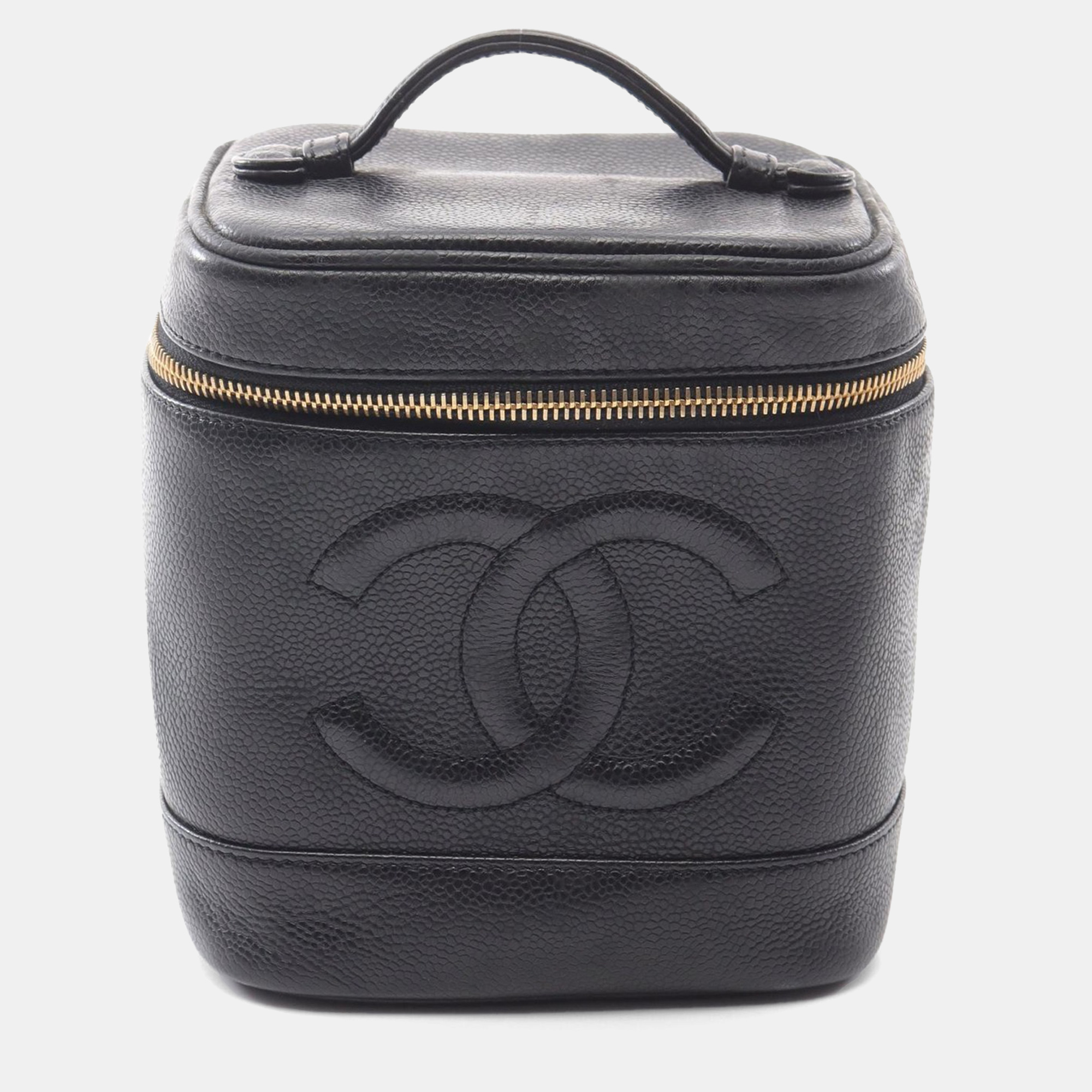 

Chanel Black Grained Calfskin Leather Coco Mark Vanity