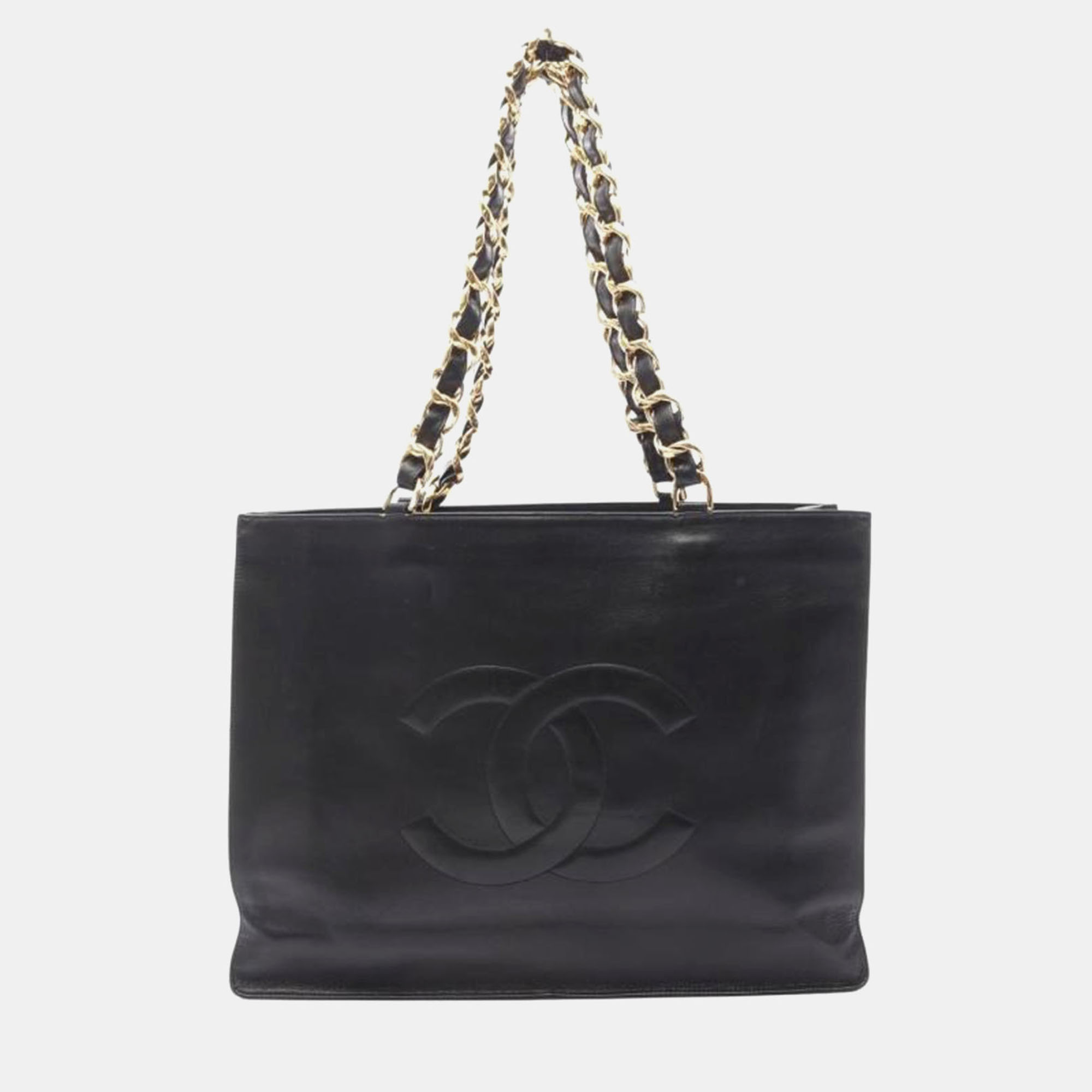 

Chanel Black Lambskin Vintage CC Chain Tote Bag