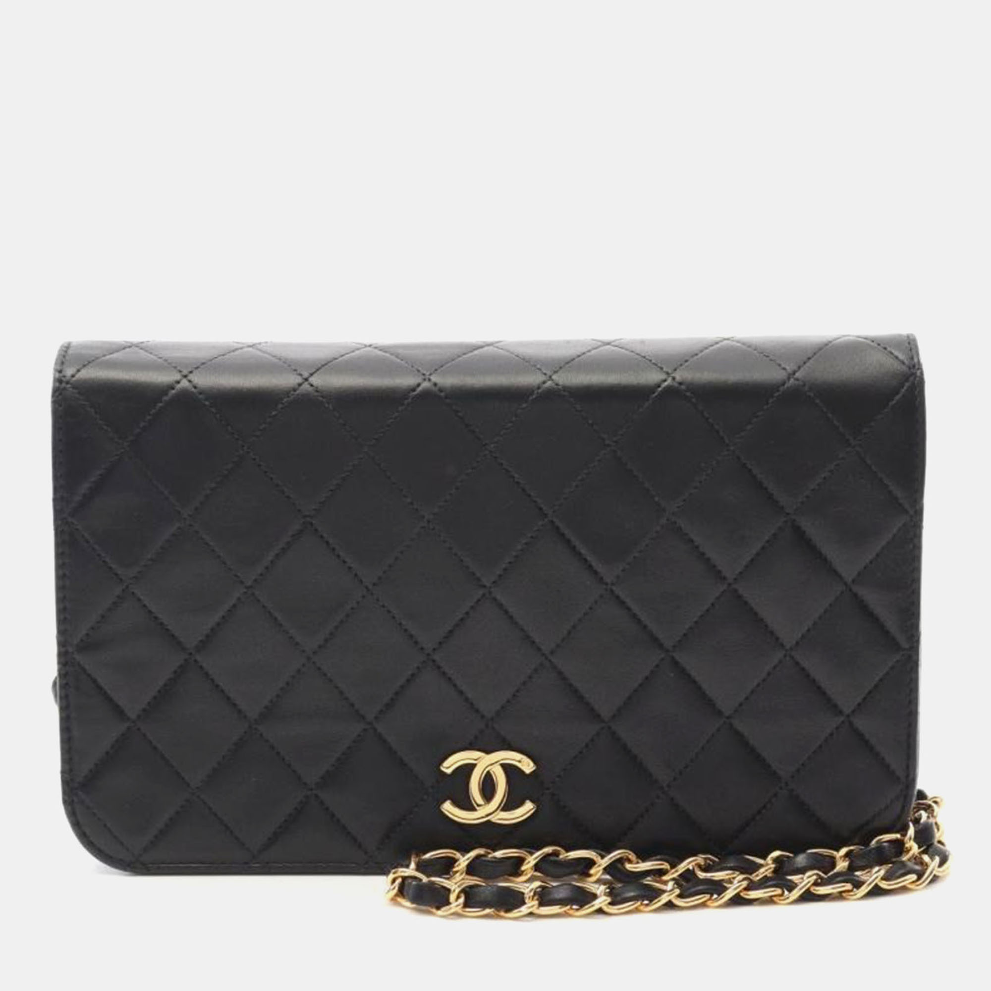 

Chanel Black Leather Matelasse Full Flap Bag