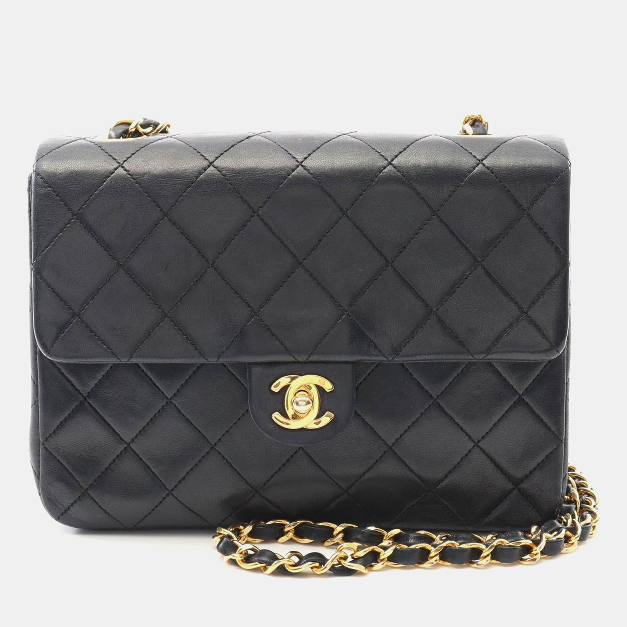 

Chanel Black Lambskin Matelasse Mini 20 Chain Shoulder Bag