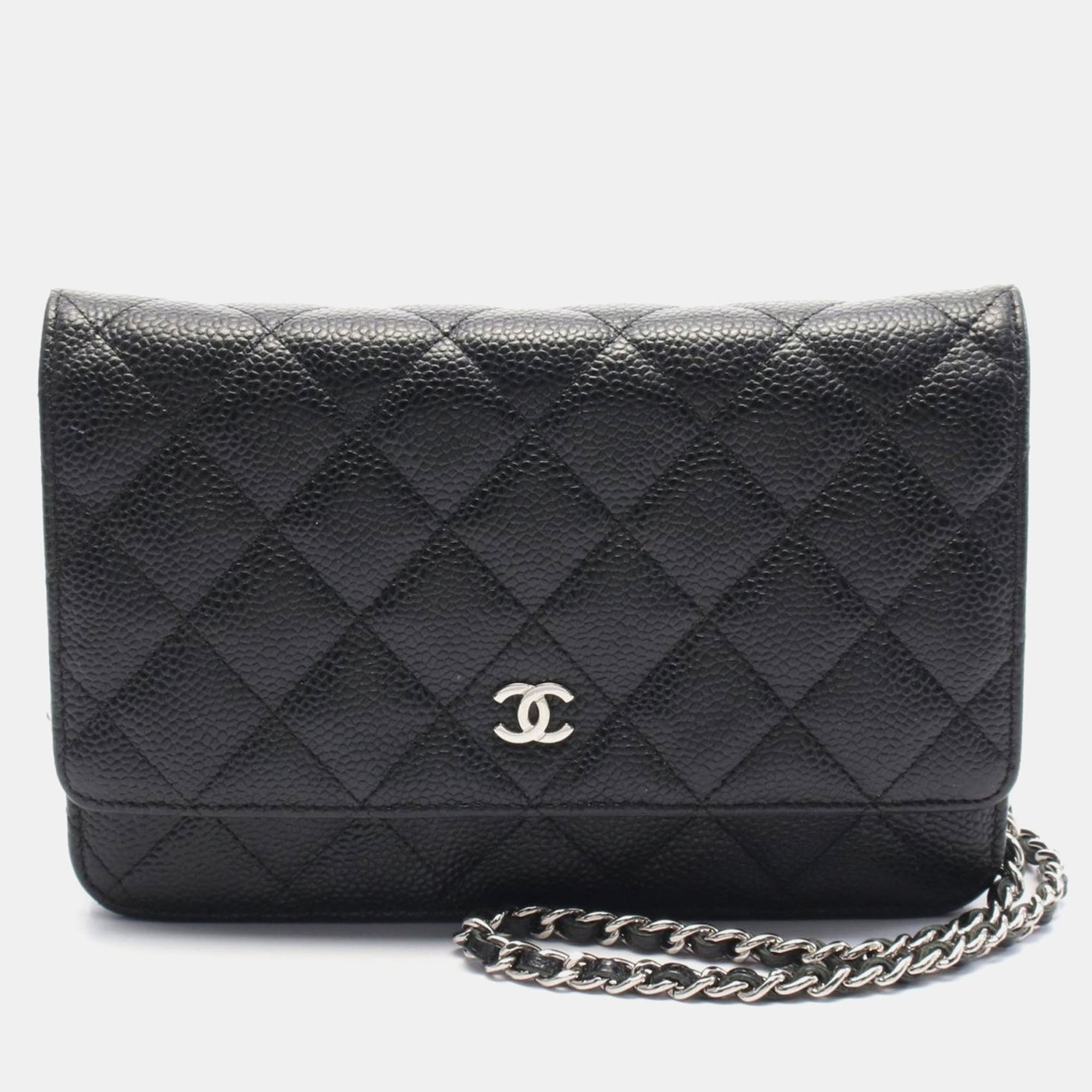 

Chanel Black Grained Calfskin Leather Matelasse Chain Shoulder Bag