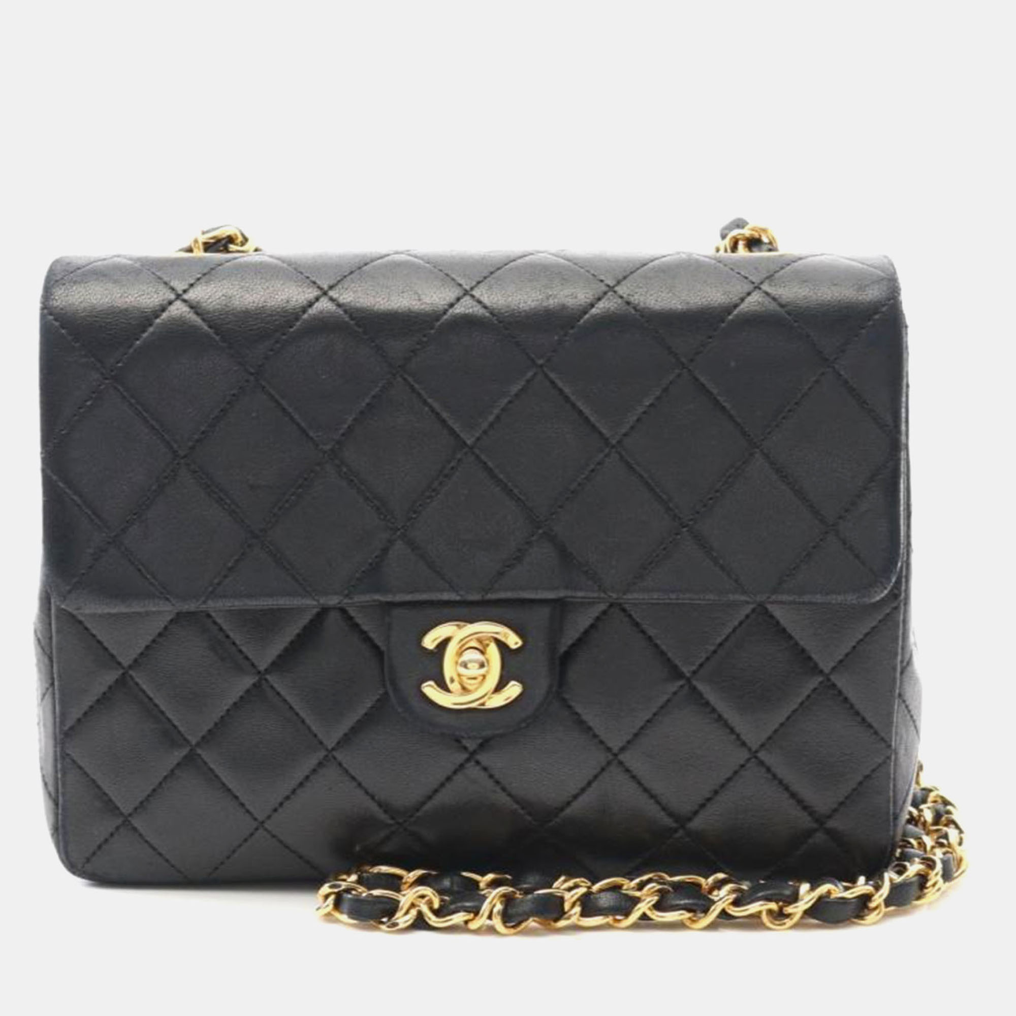 

Chanel Black Lambskin Leather Matelasse Bag