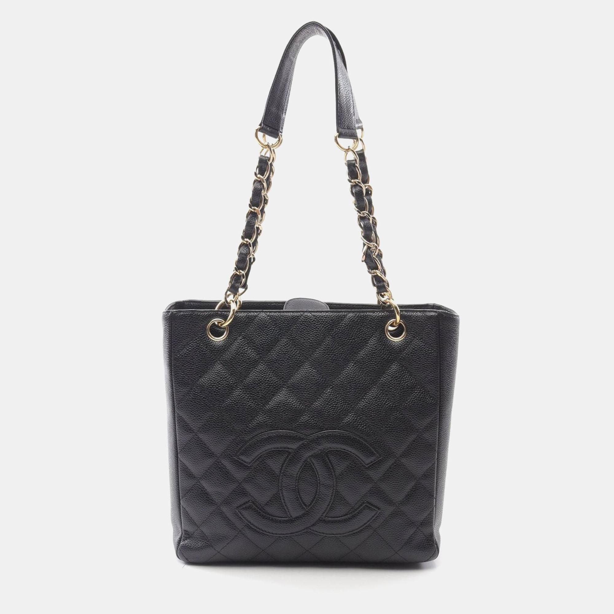 

Chanel Matelasse Pst Chain Shoulder Tote Bag Leather Black Cc