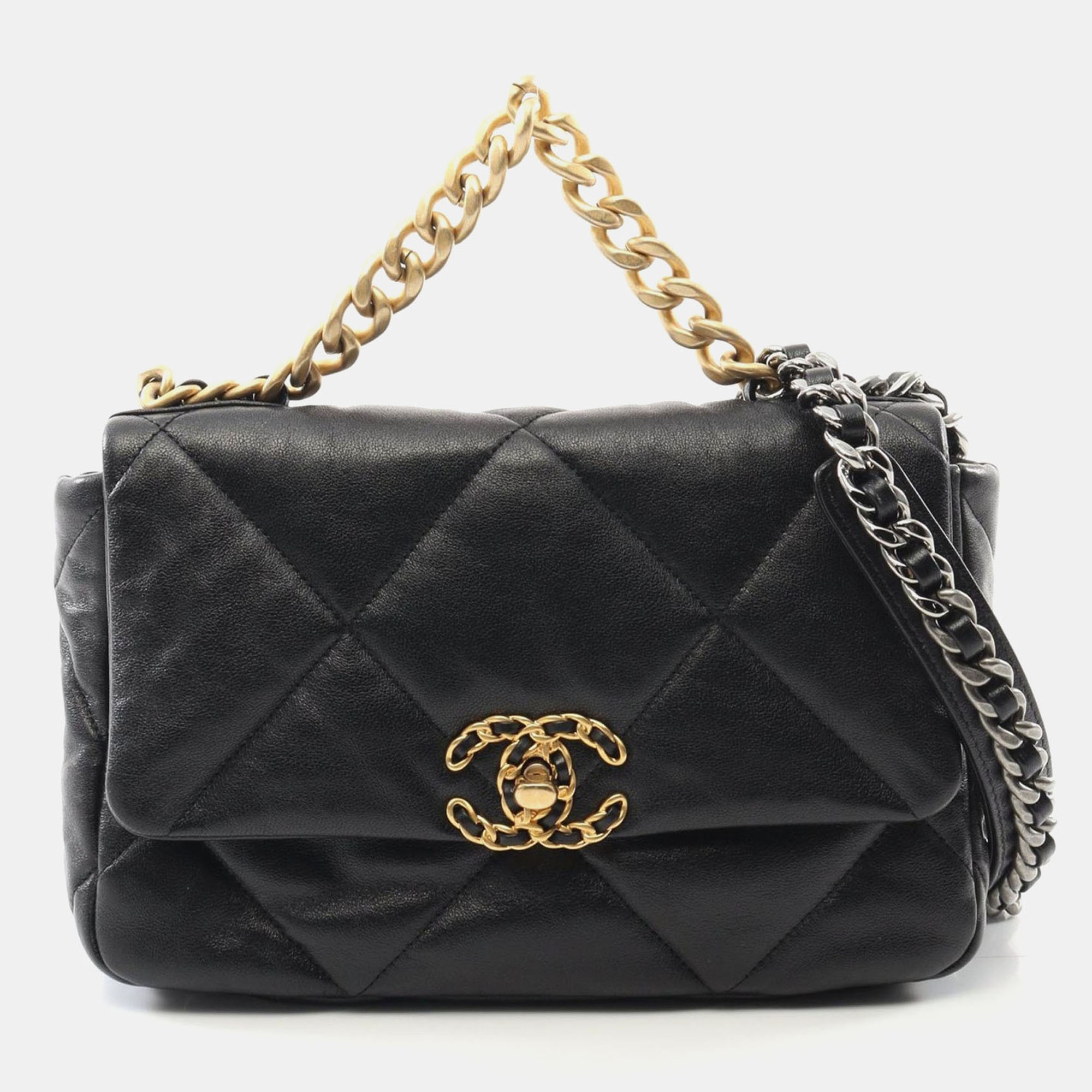 

Chanel Black Lambskin Leather Medium 19 Flap Bag