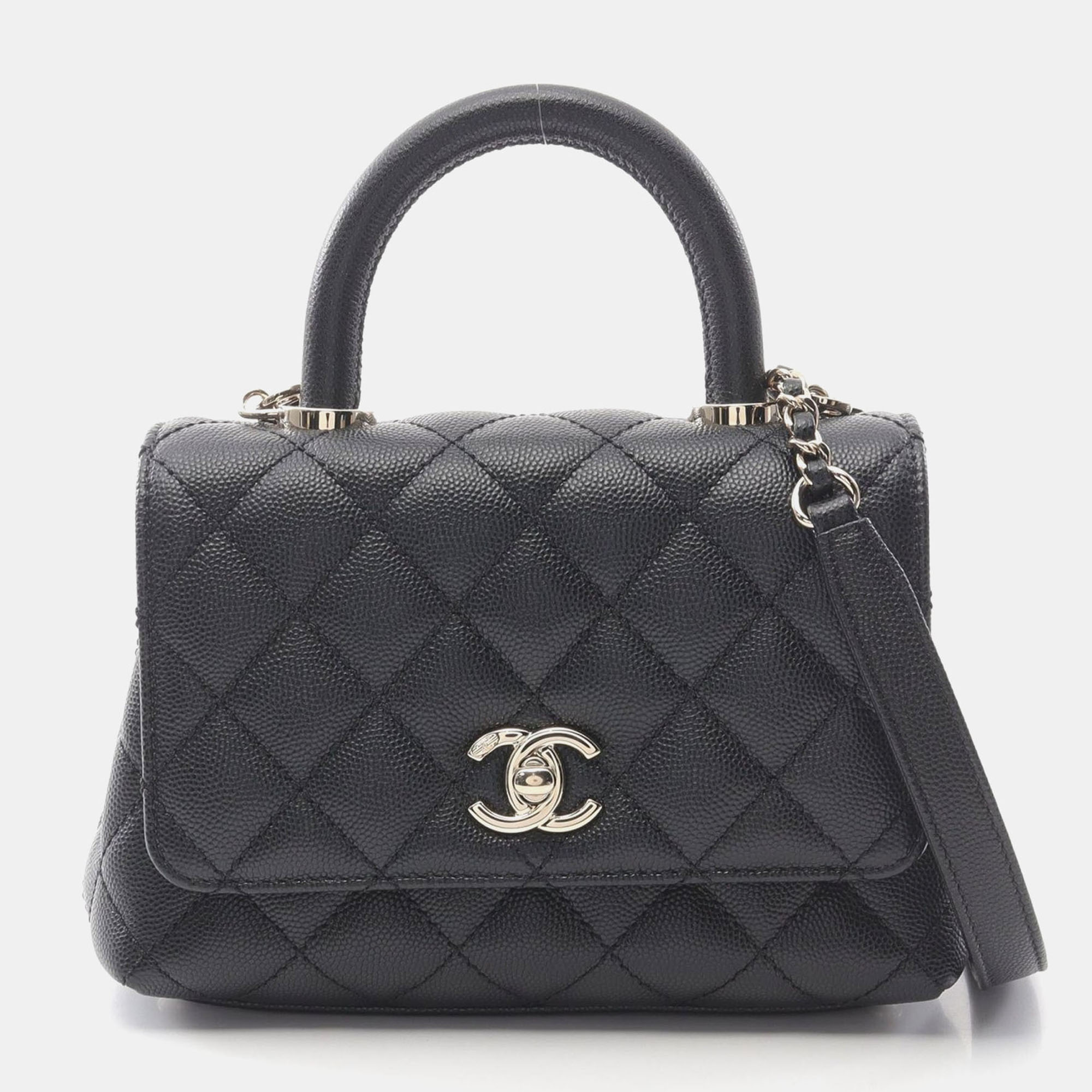 

Chanel Coco Handle  2Way Shoulder Handbag Leather Black Cc