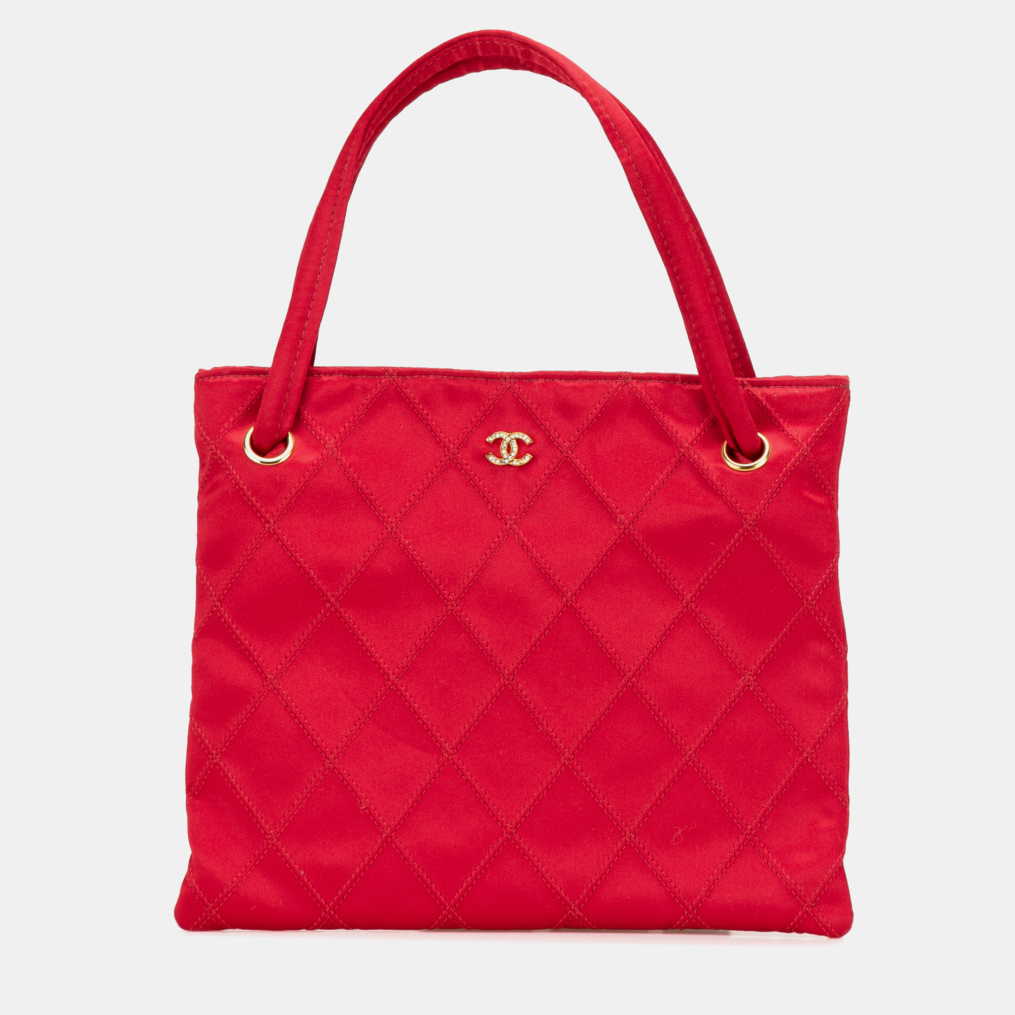 

Chanel Red CC Quilted Satin Handbag