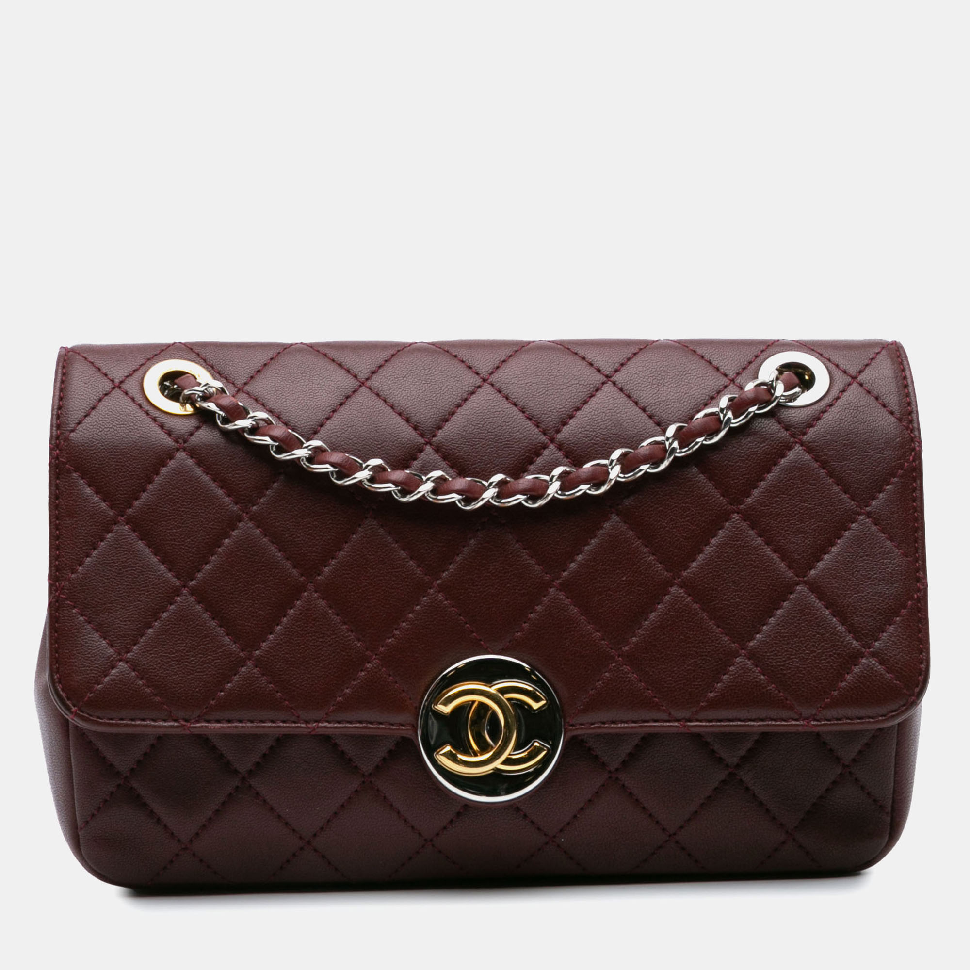 

Chanel Red CC Quilted Lambskin Single Flap