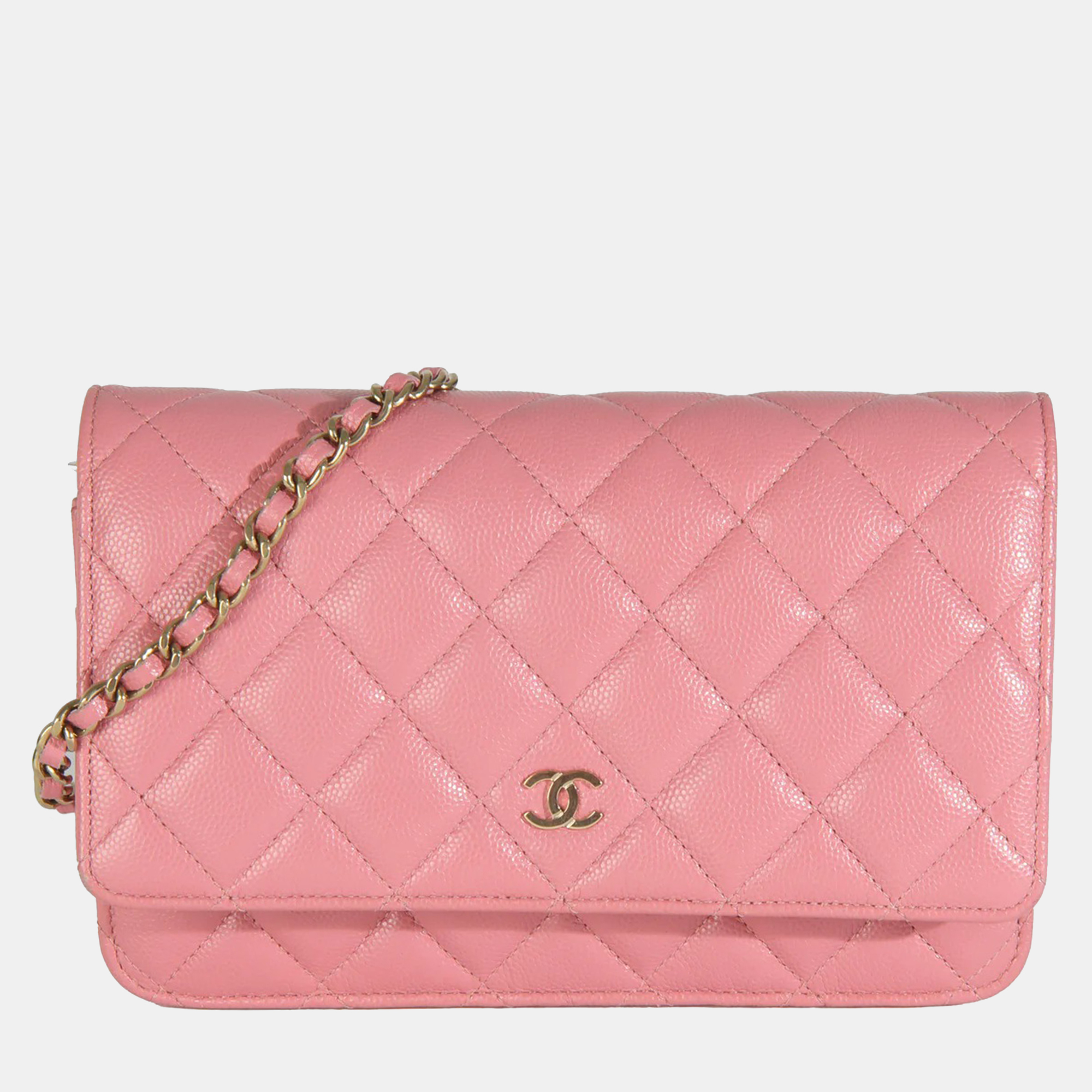 

Chanel Pink Quilted Caviar Classic Wallet On Chain