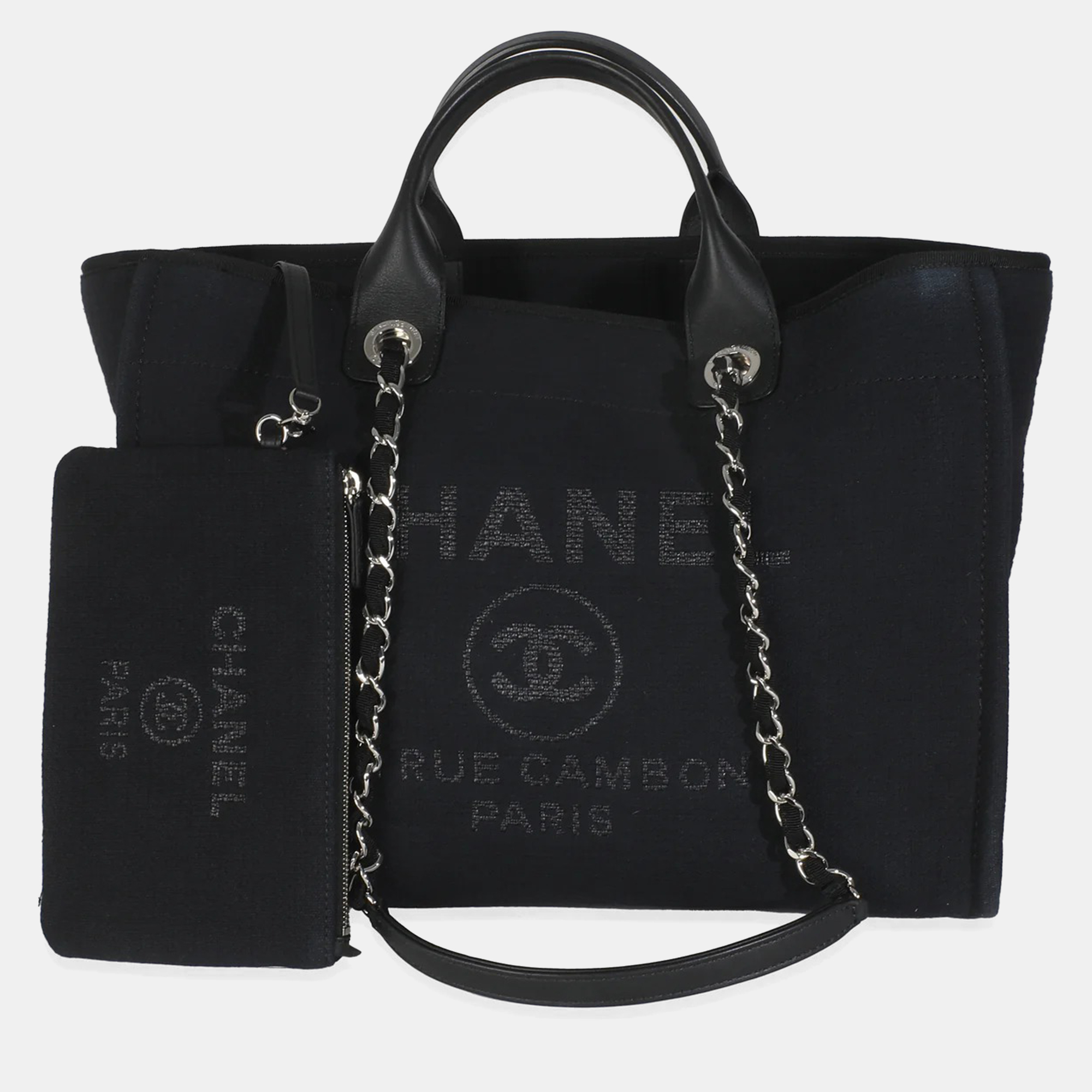 

Chanel Black Mixed Fibers Large Deauville Tote bag