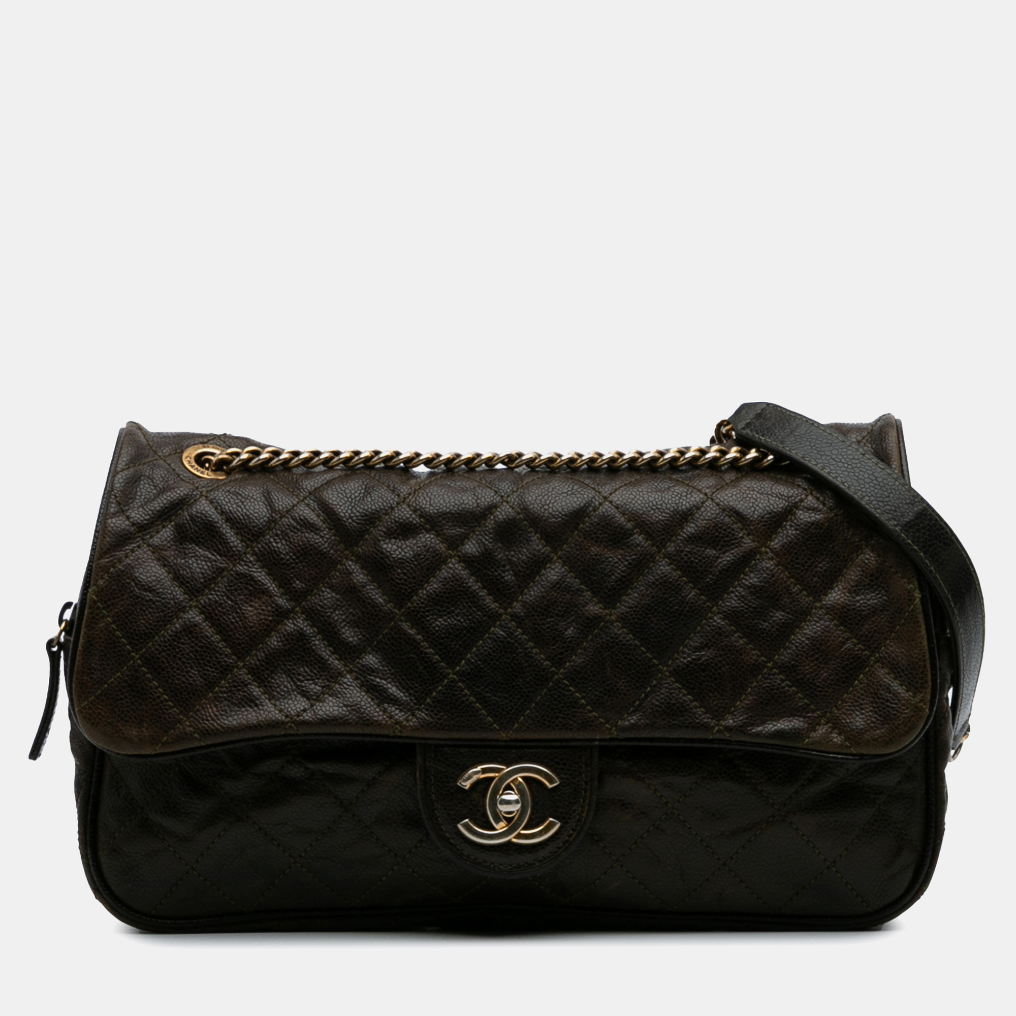 

Chanel Brown Large Quilted Glazed Caviar Shiva Flap