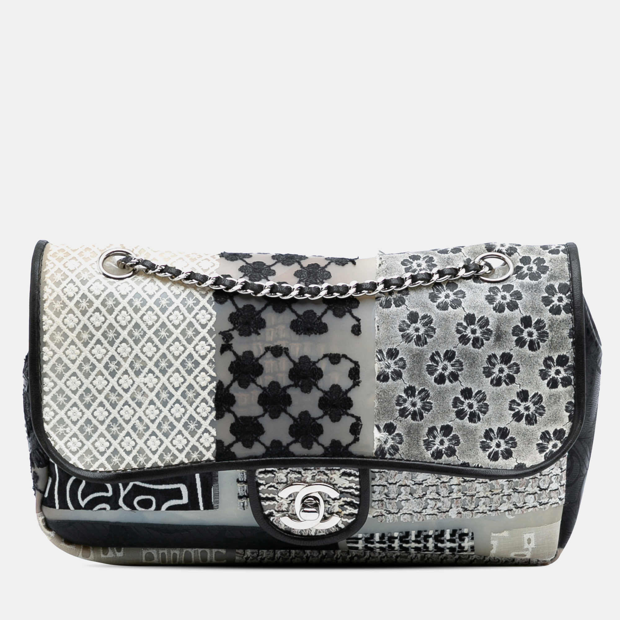 

Chanel White Medium PVC and Tweed Patchwork Single Flap