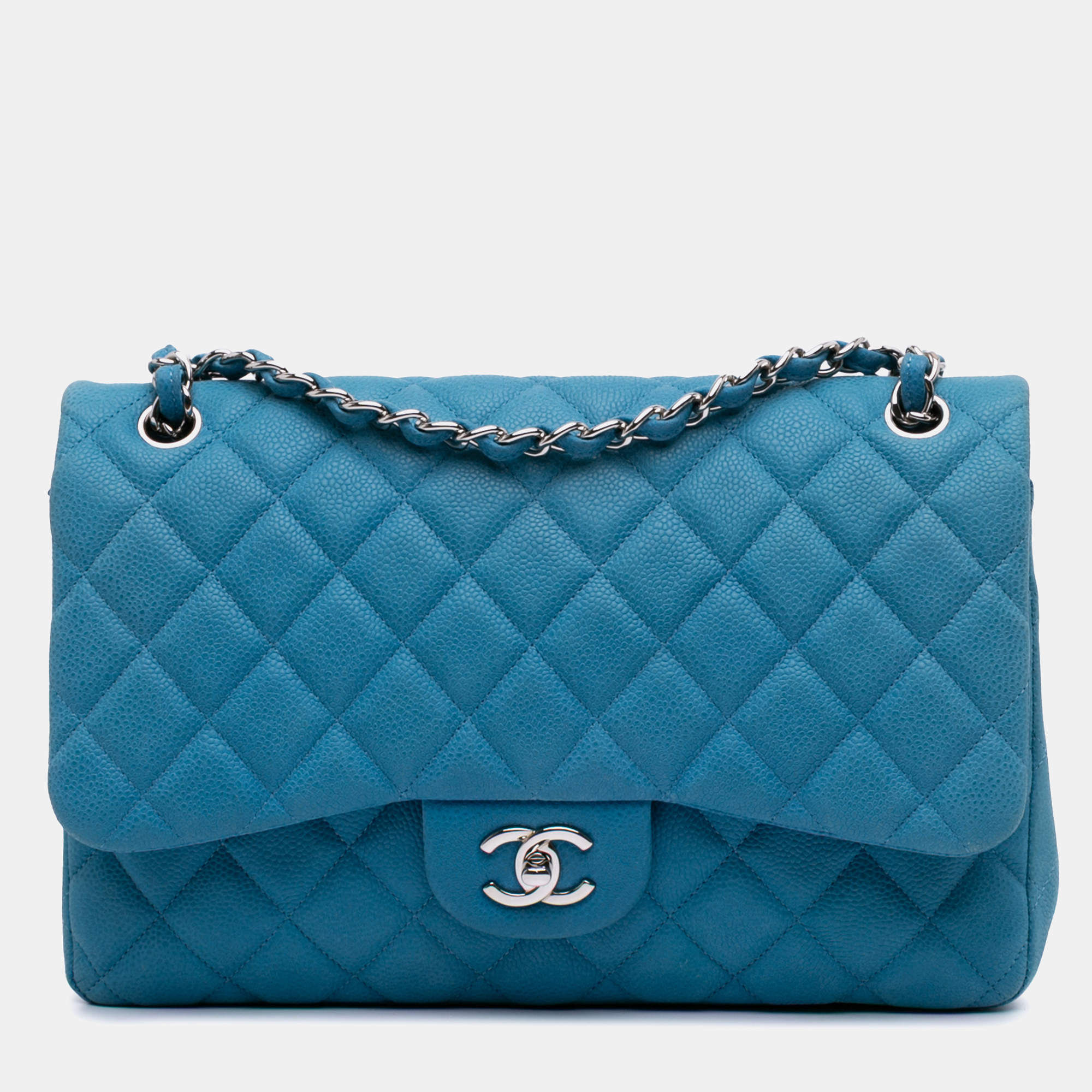 

Chanel Blue Jumbo Classic Caviar Double Flap