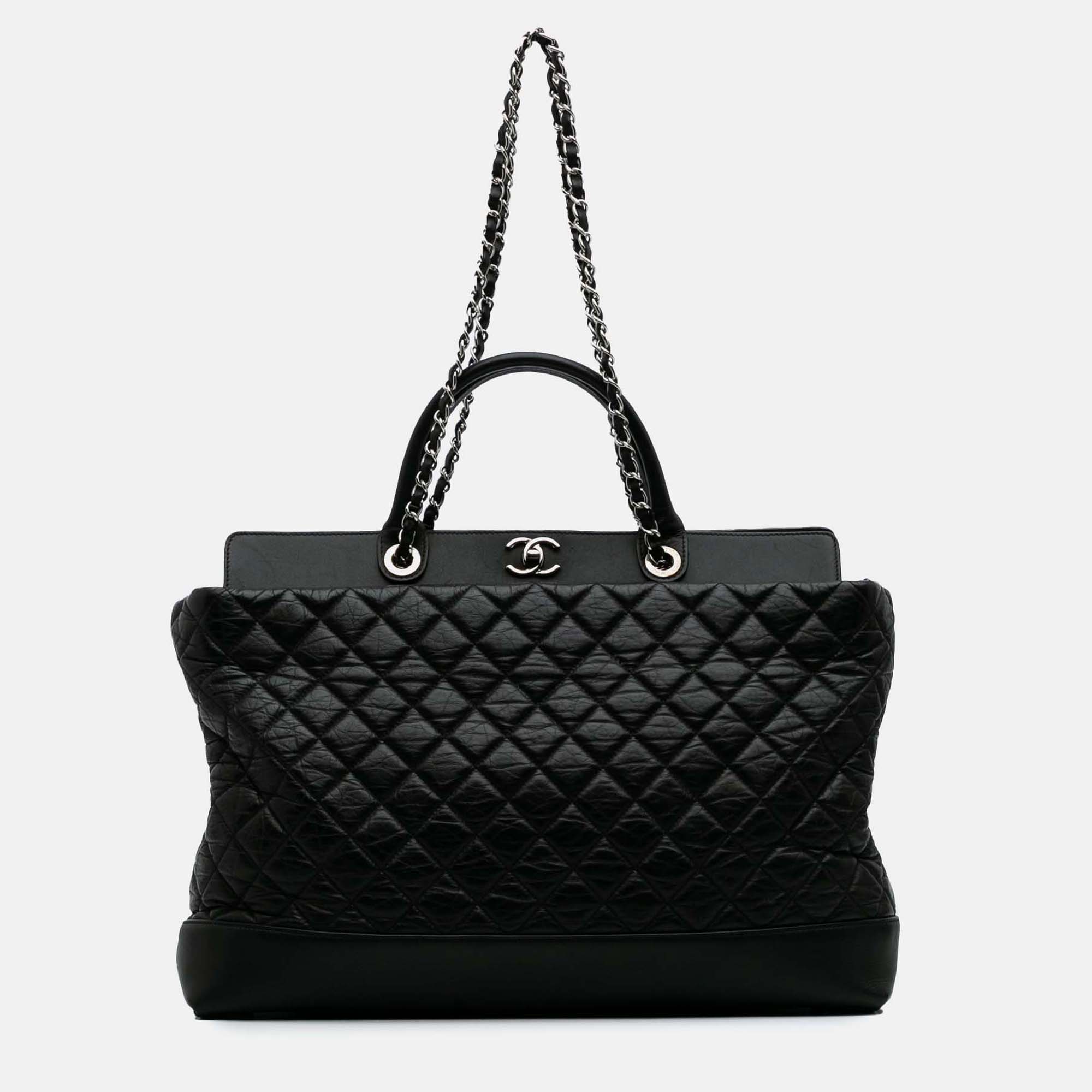 

Chanel Black Quilted Aged Calfskin Be CC Shopper Tote