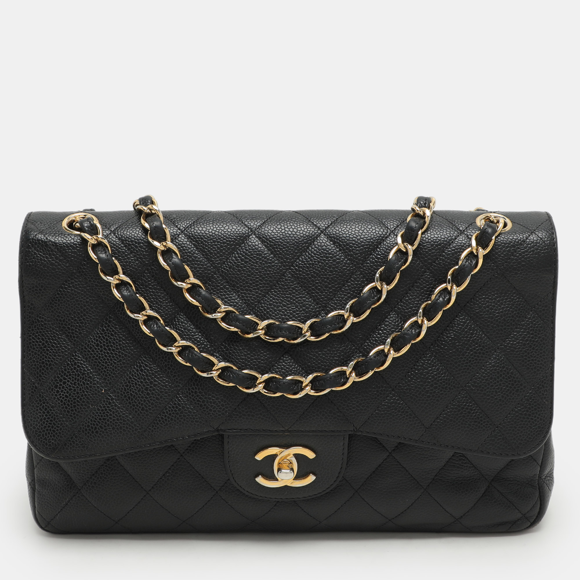 

Chanel Black Quilted Leather Jumbo Classic Double Flap Bag