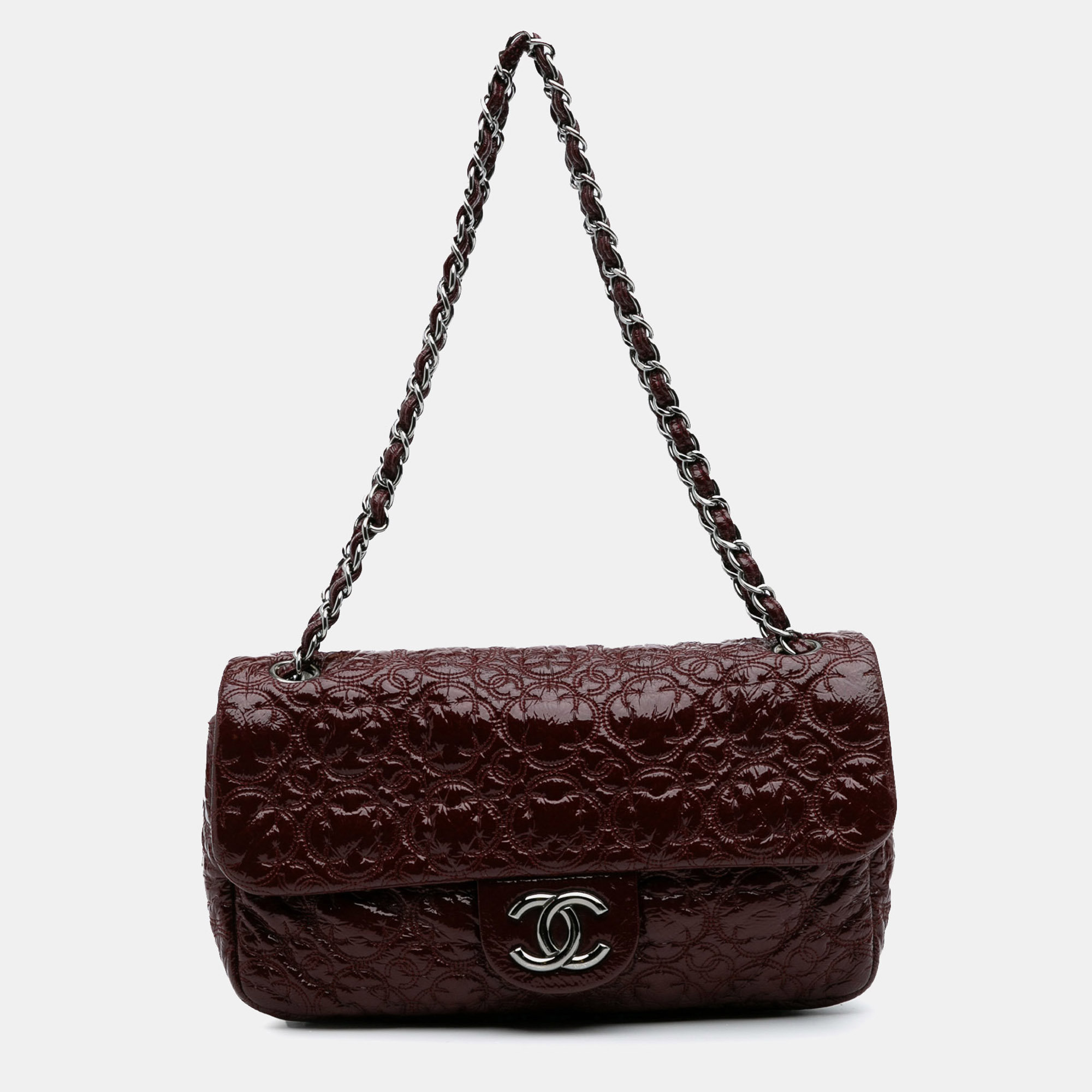 

Chanel Burgundy Vinyl Rock In Moscow Single Flap