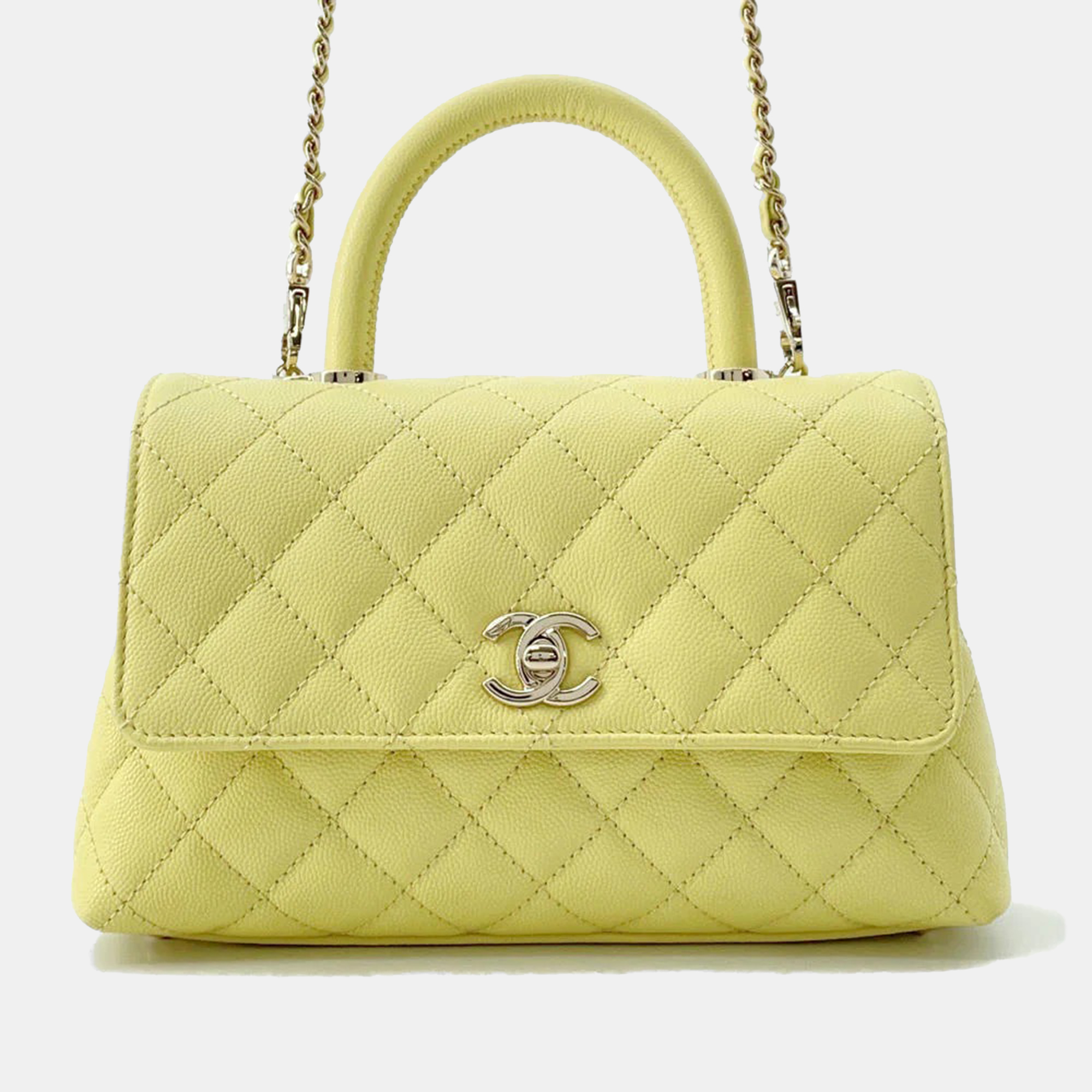 

Chanel Yellow Caviar Leather Coco Handle 2Way Handbag