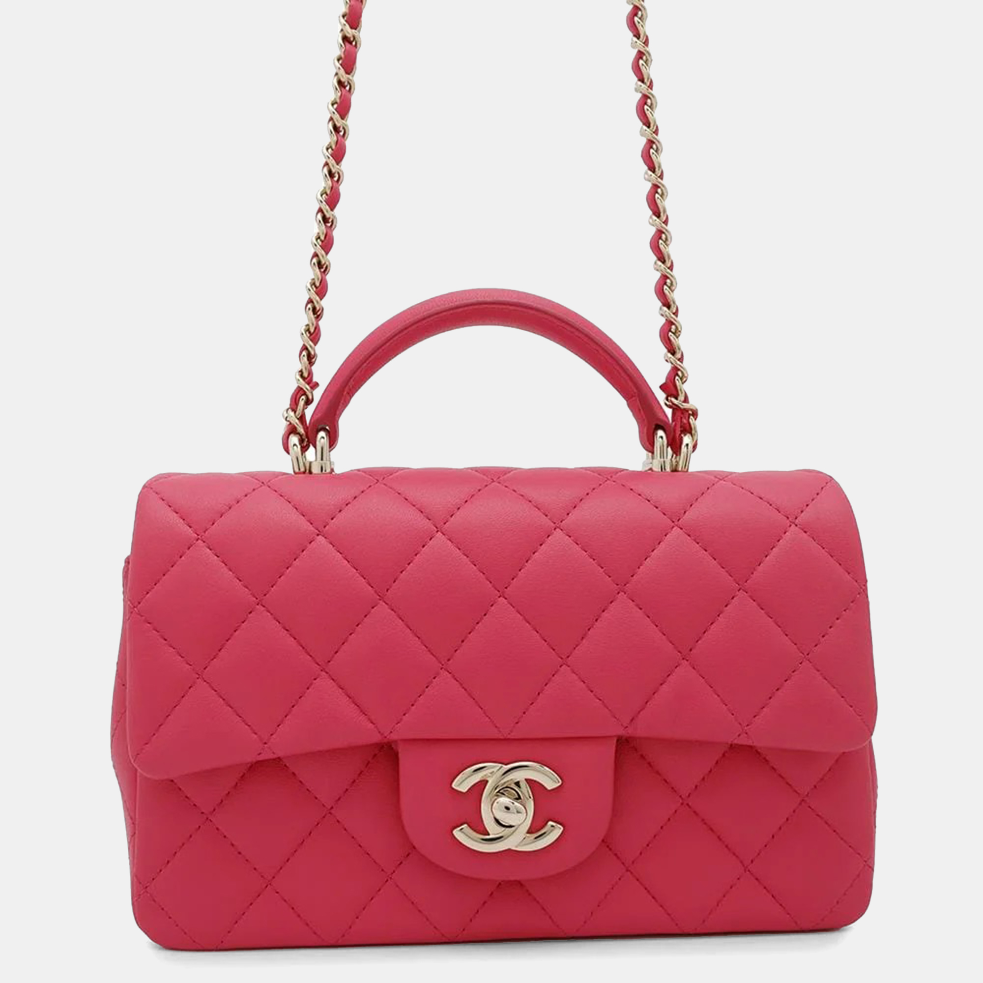 

Chanel Matelasse Top Handle Chain shoulder Pink Lambskin Size