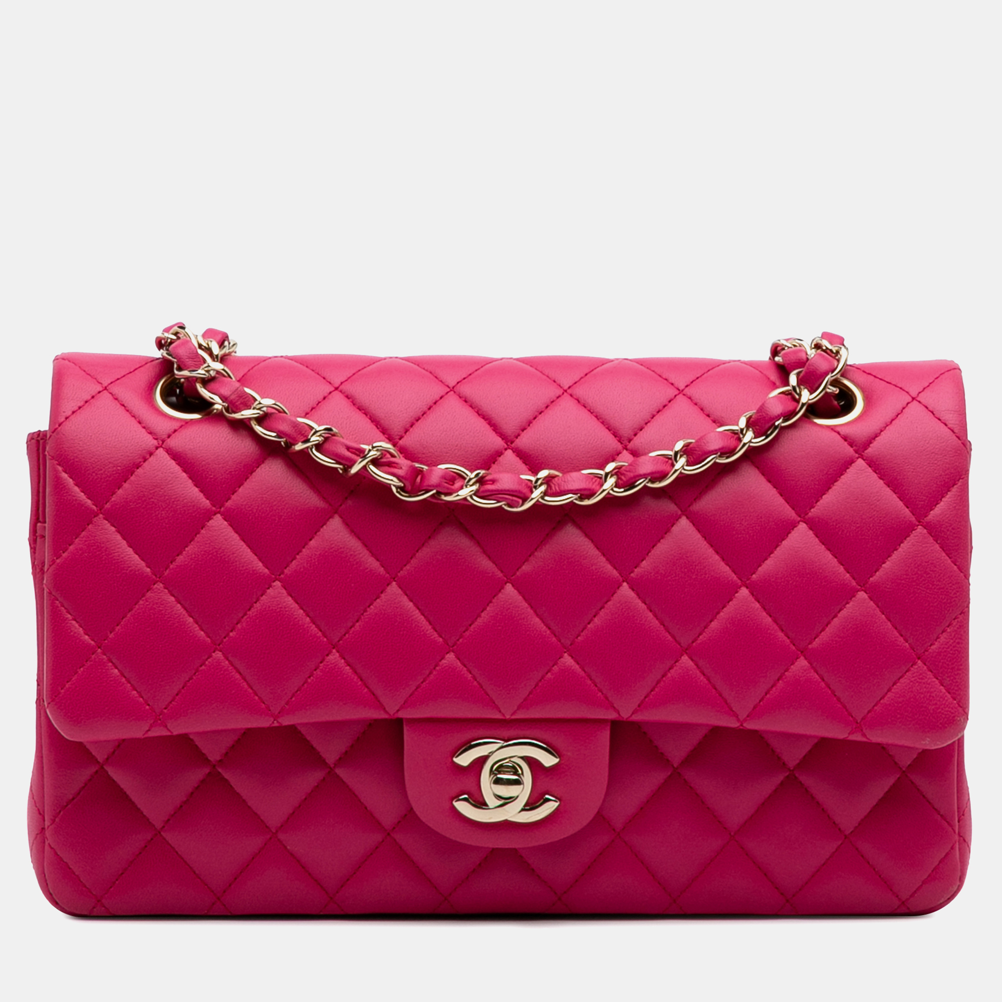

Chanel Pink Medium Classic Lambskin Double Flap