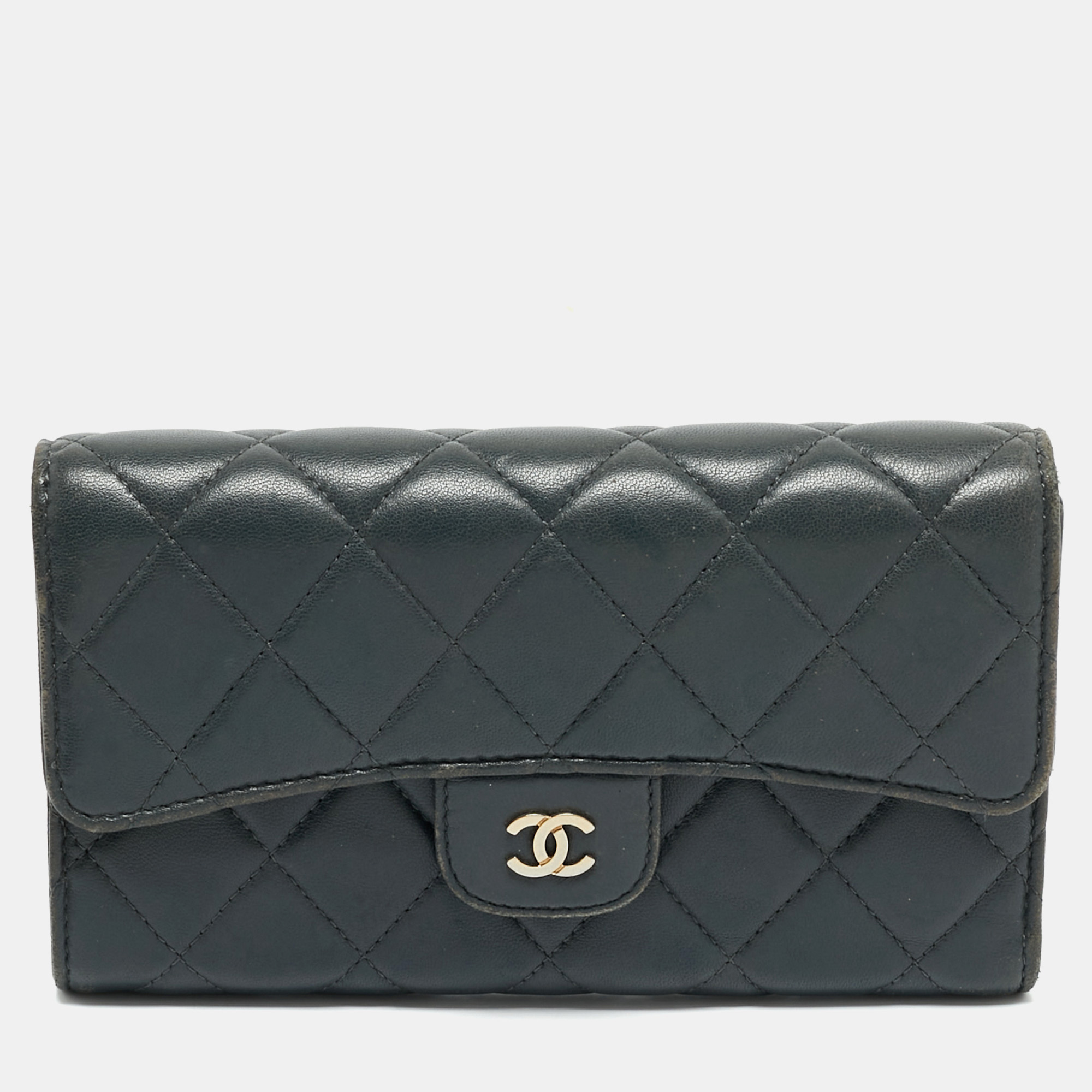 

Chanel Grey Quilted Leather Classic Flap Trifold Wallet