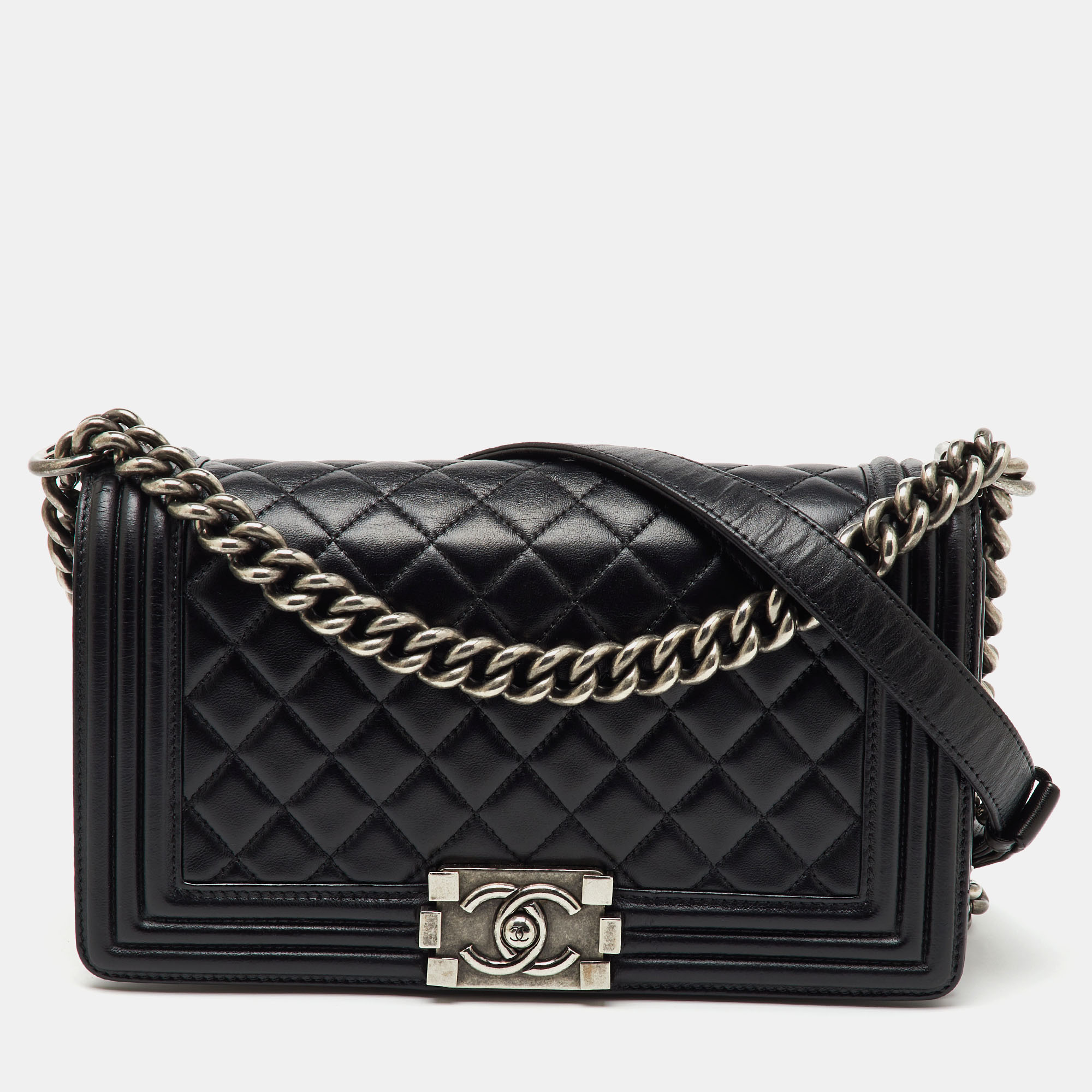 

Chanel Black Quilted Leather Medium Boy Flap Bag