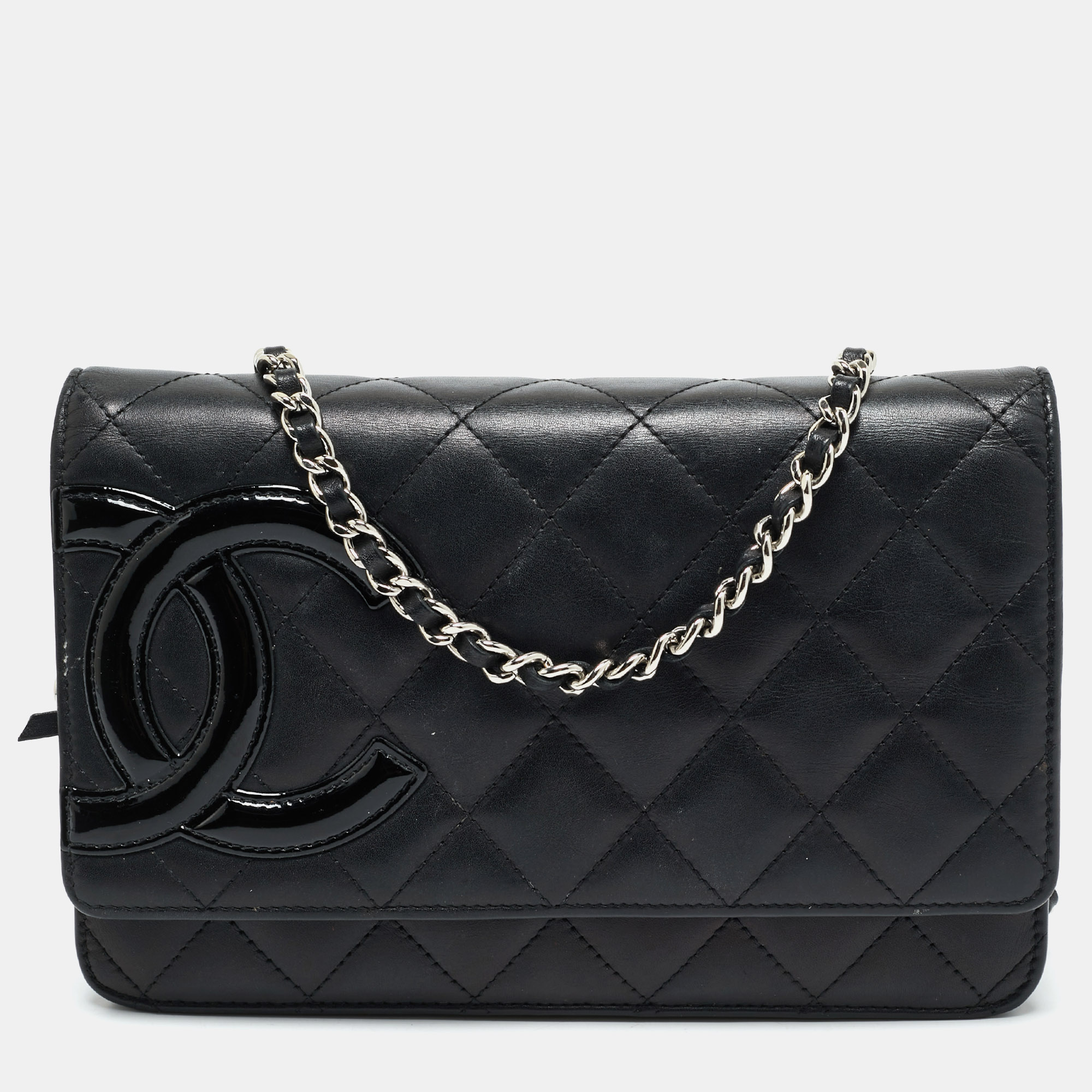 

Chanel Black Quilted Leather Cambon Ligne Wallet on Chain