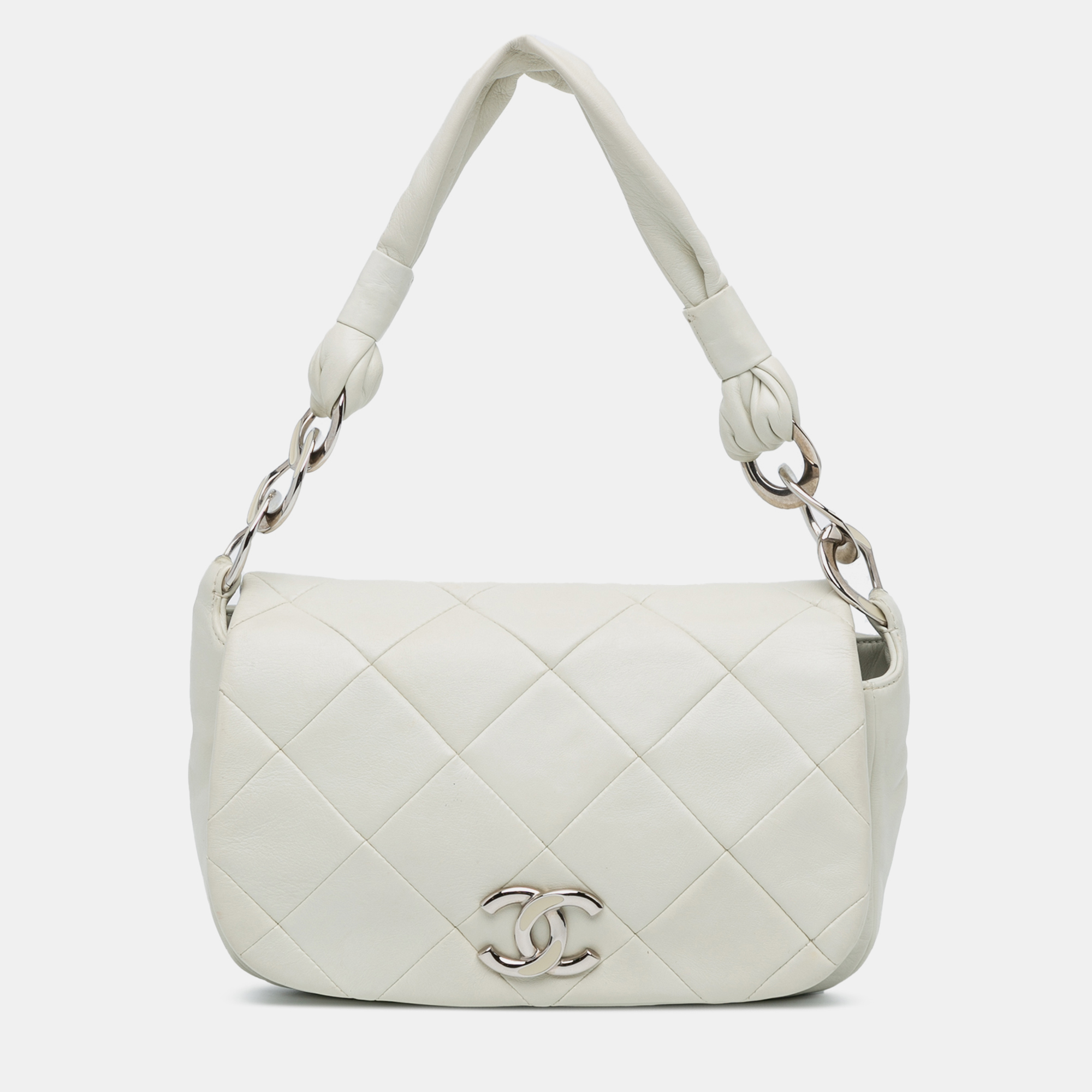 

Chanel White Quilted Lambskin Pillow Soft Enamel CC Flap