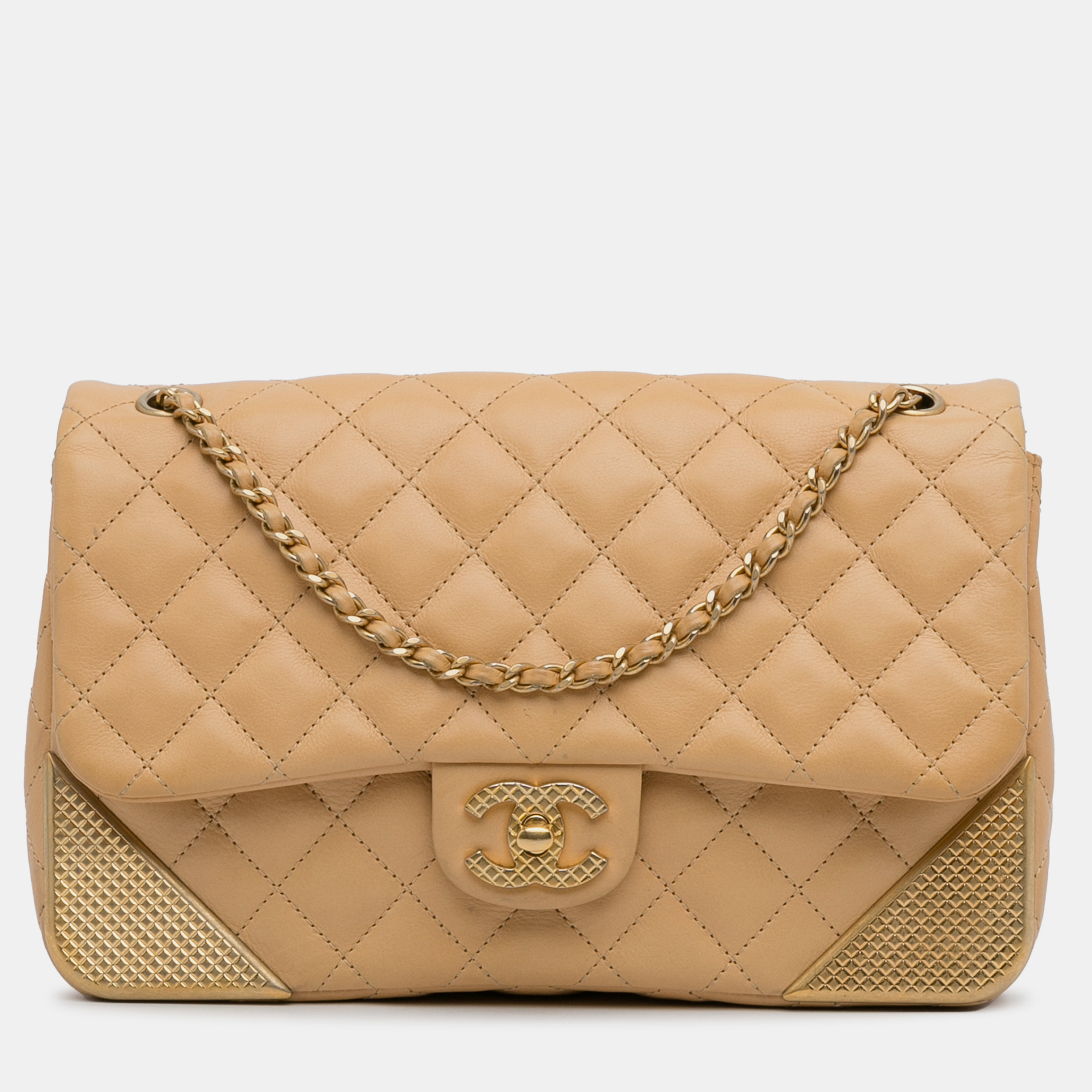 

Chanel Yellow Medium Classic Lambskin Metal Edge Shoulder Bag