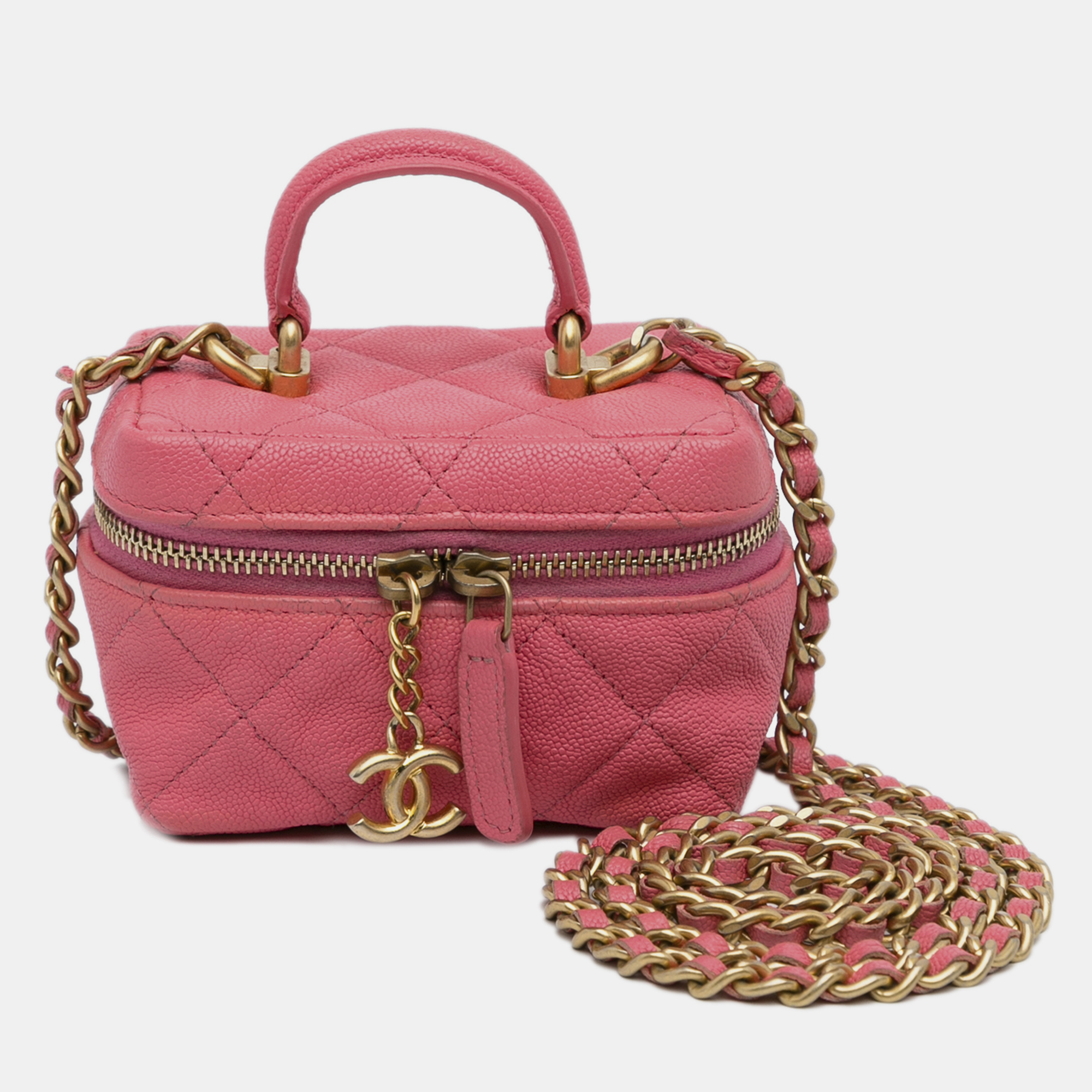 

Chanel Pink Micro Caviar Chain Vanity Bag