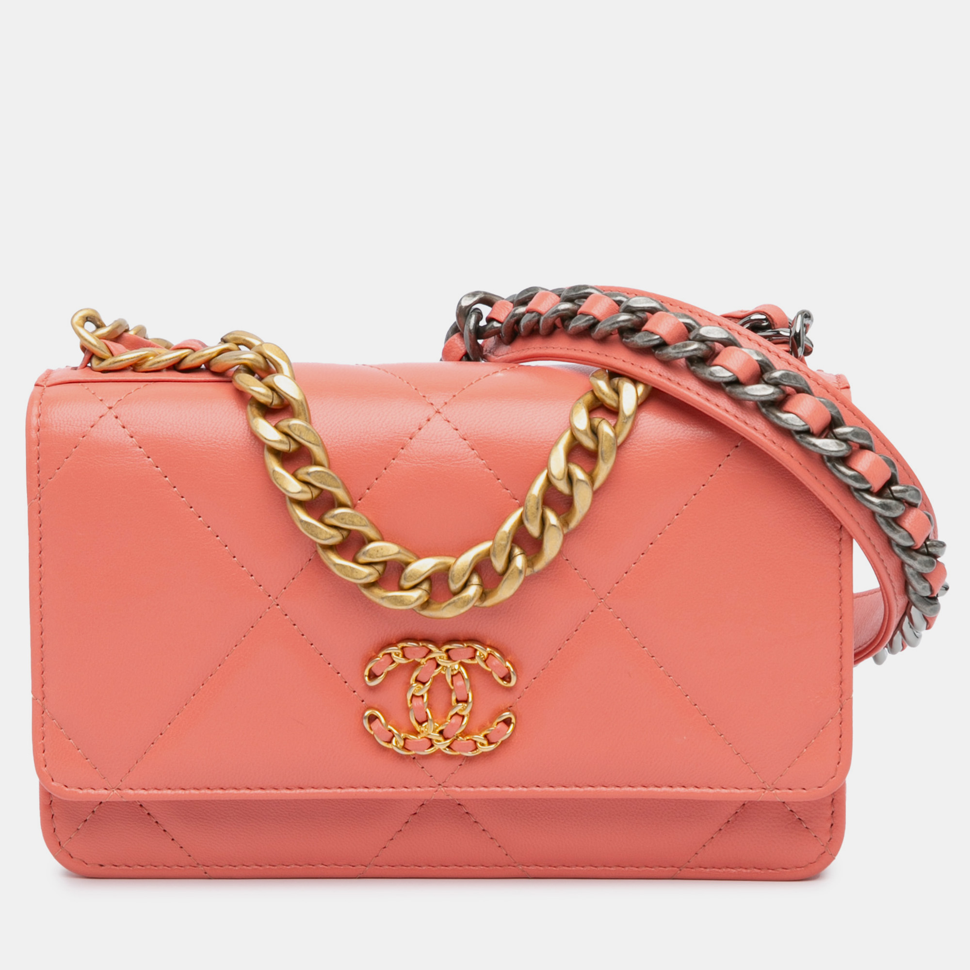 

Chanel Pink Quilted Lambskin 19 Wallet on Chain