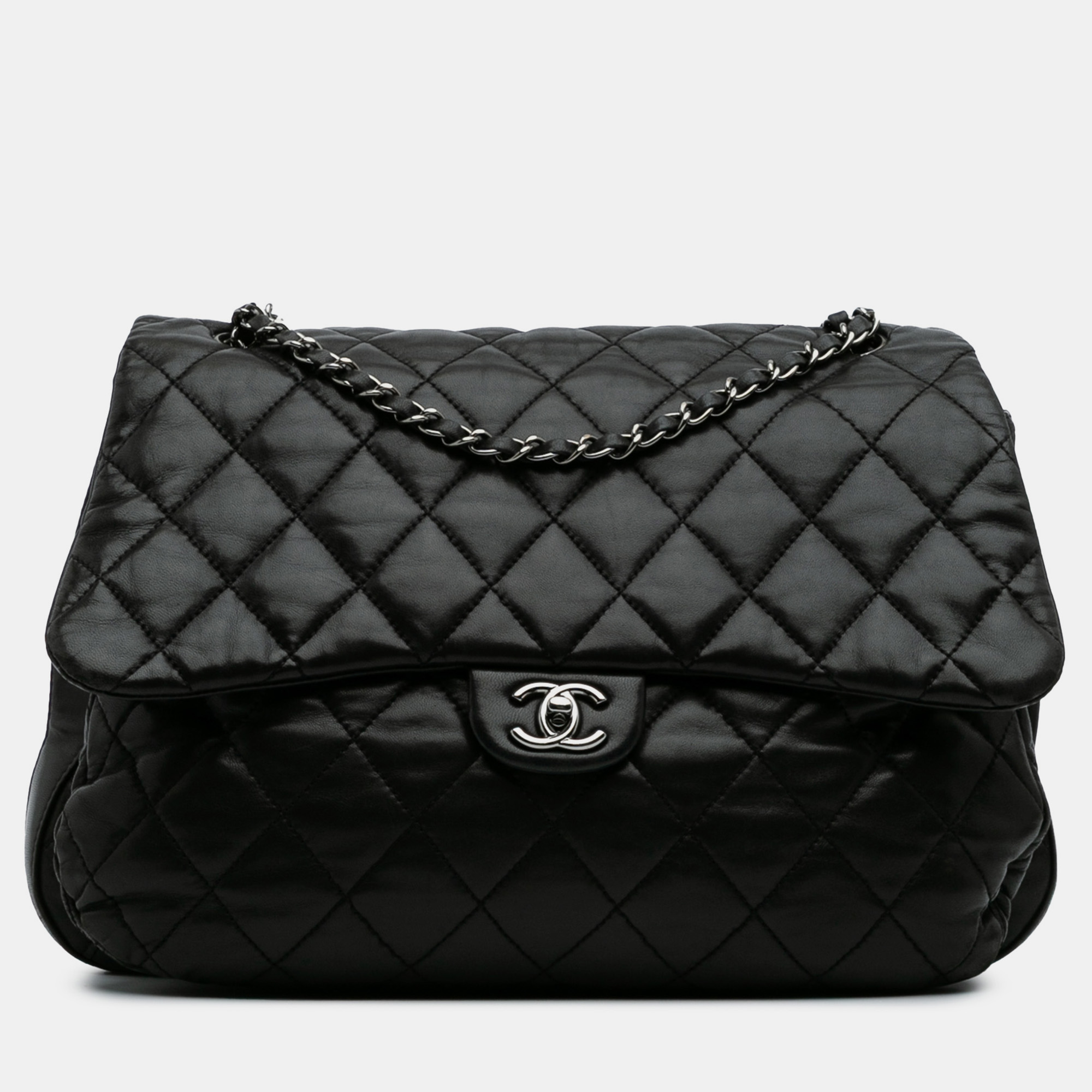 

Chanel Black Maxi Quilted Lambskin 3 Flap