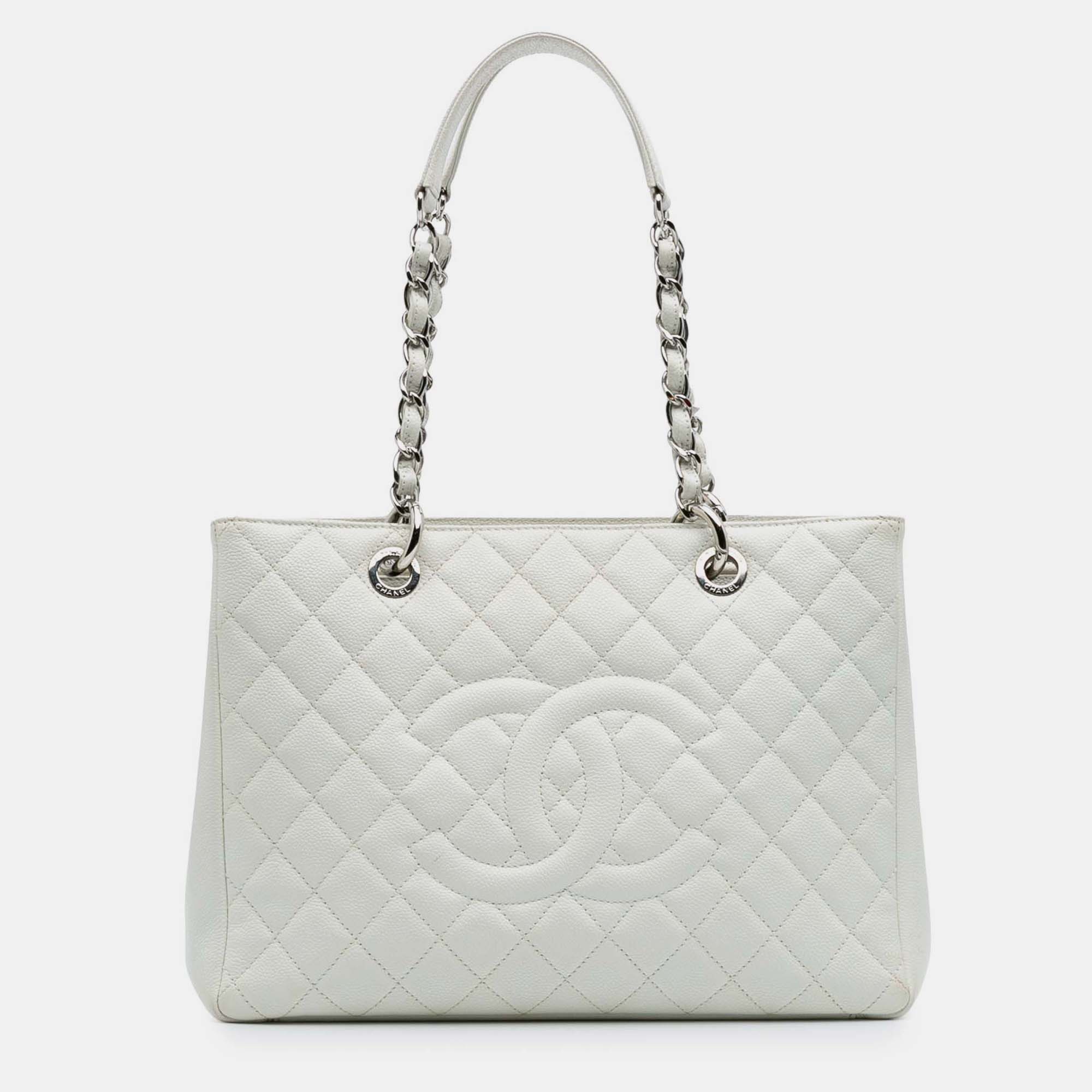 

Chanel White Caviar Grand Shopping Tote