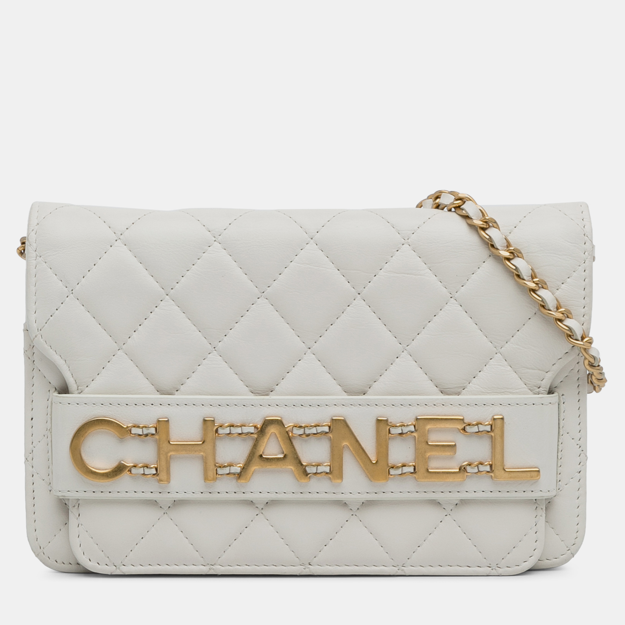 

Chanel White Enchained Flap Wallet on Chain