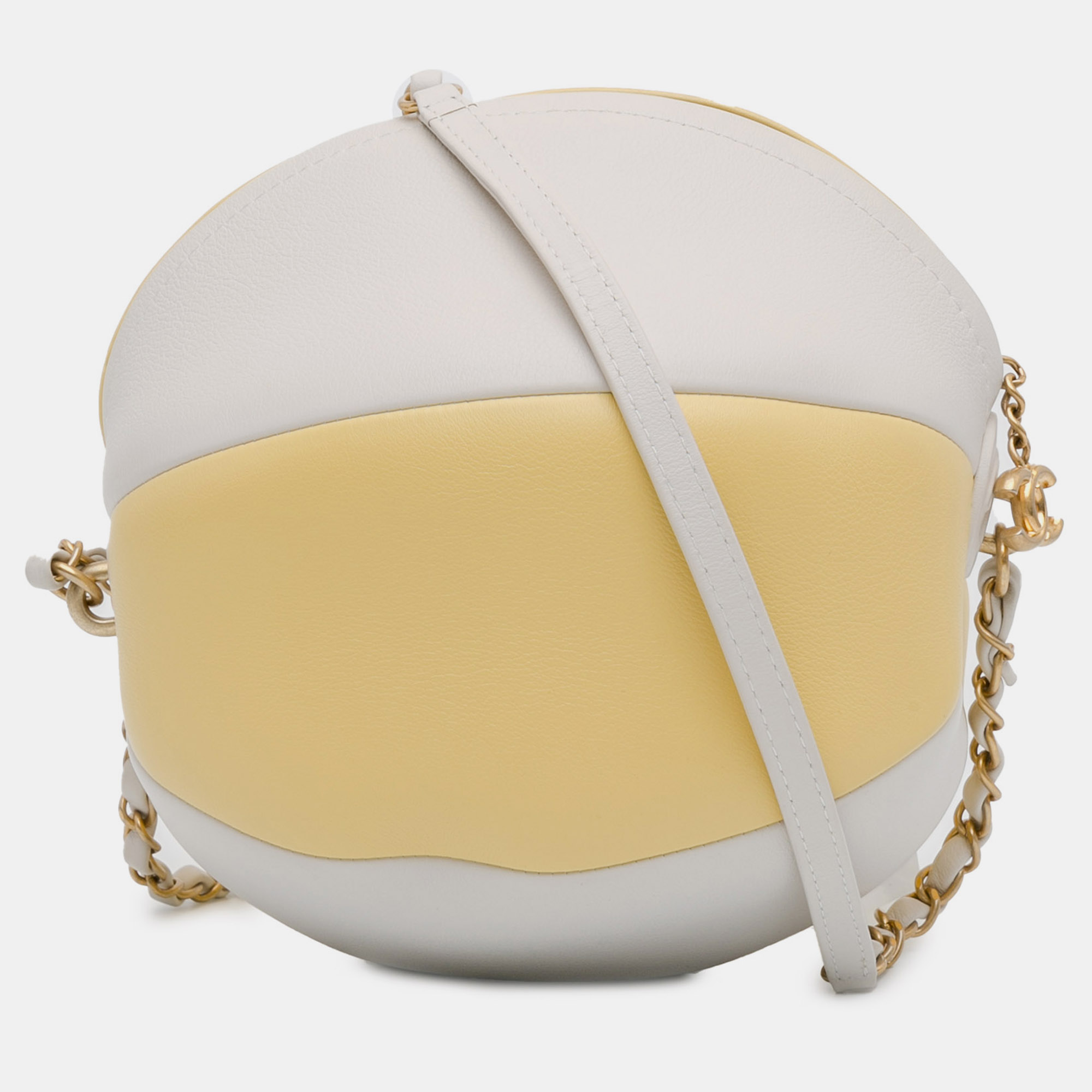 

Chanel White Yellow Calfskin Coco Beach Ball Bag