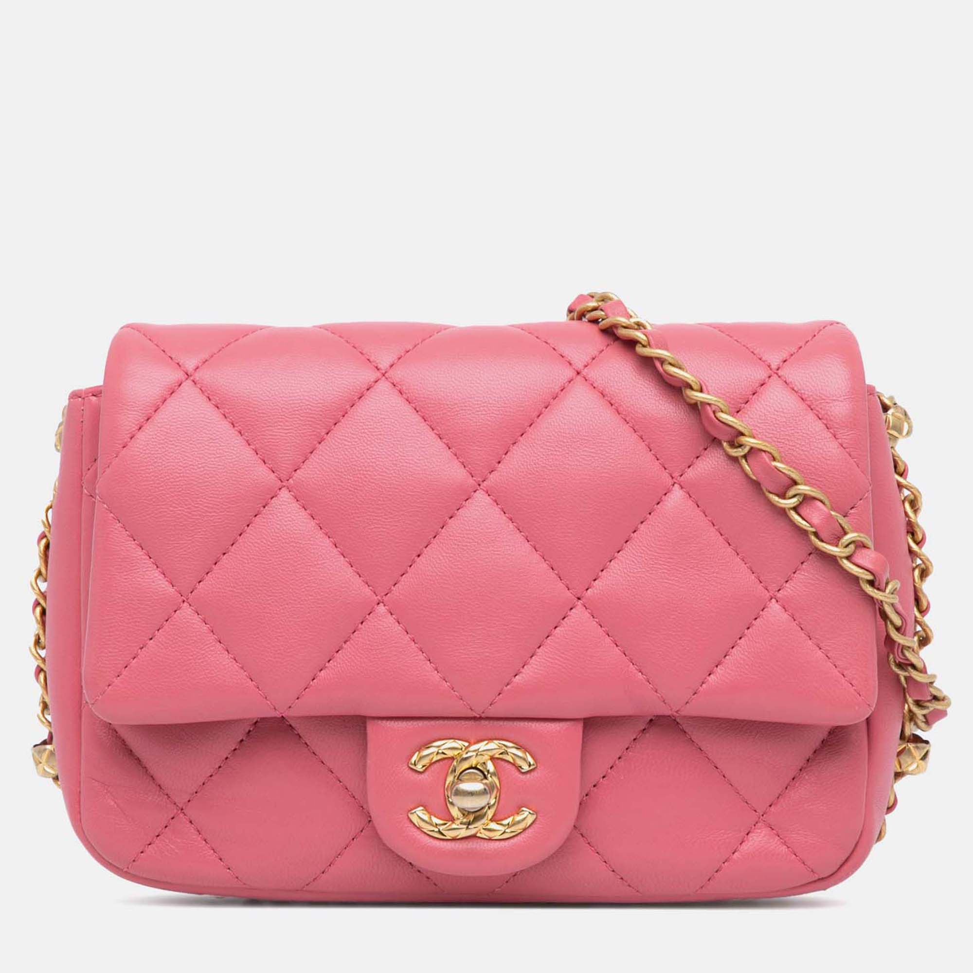

Chanel Pink Small Quilted Lambskin Dynasty Flap