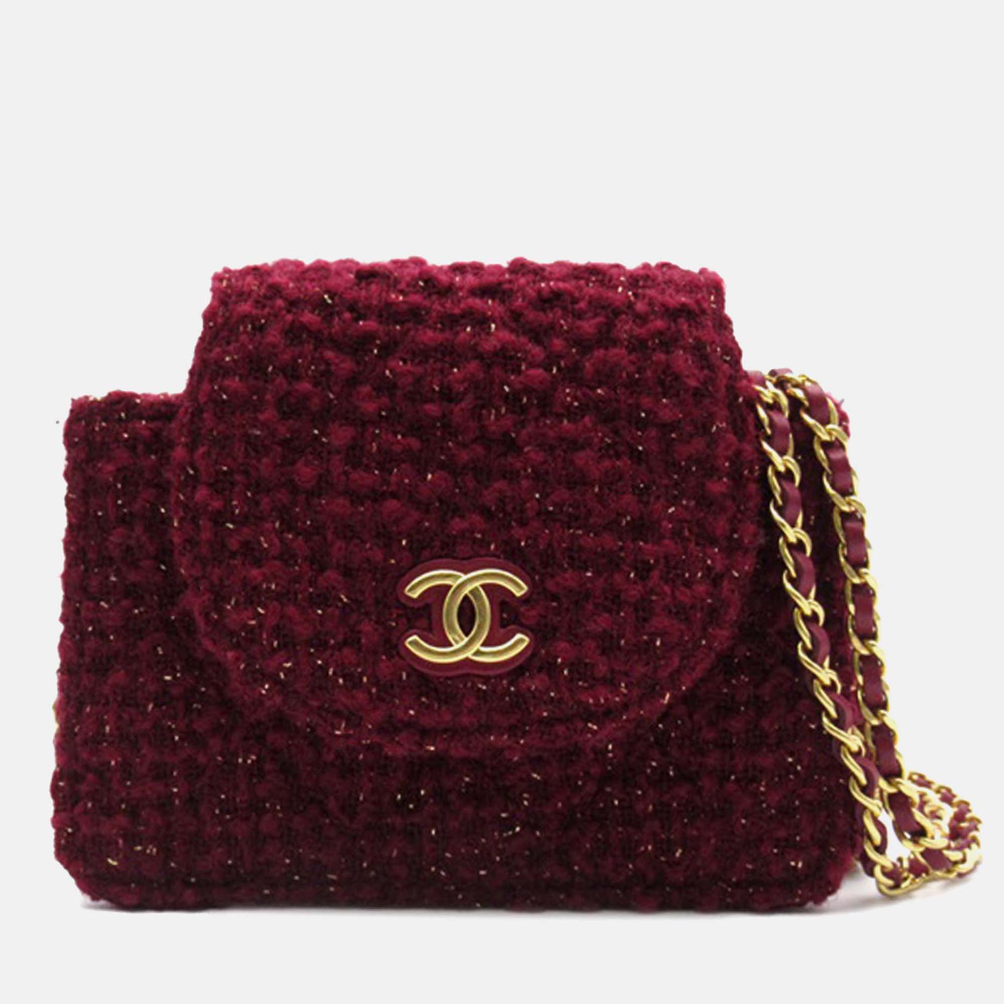 

Chanel Red CC Tweed Crossbody