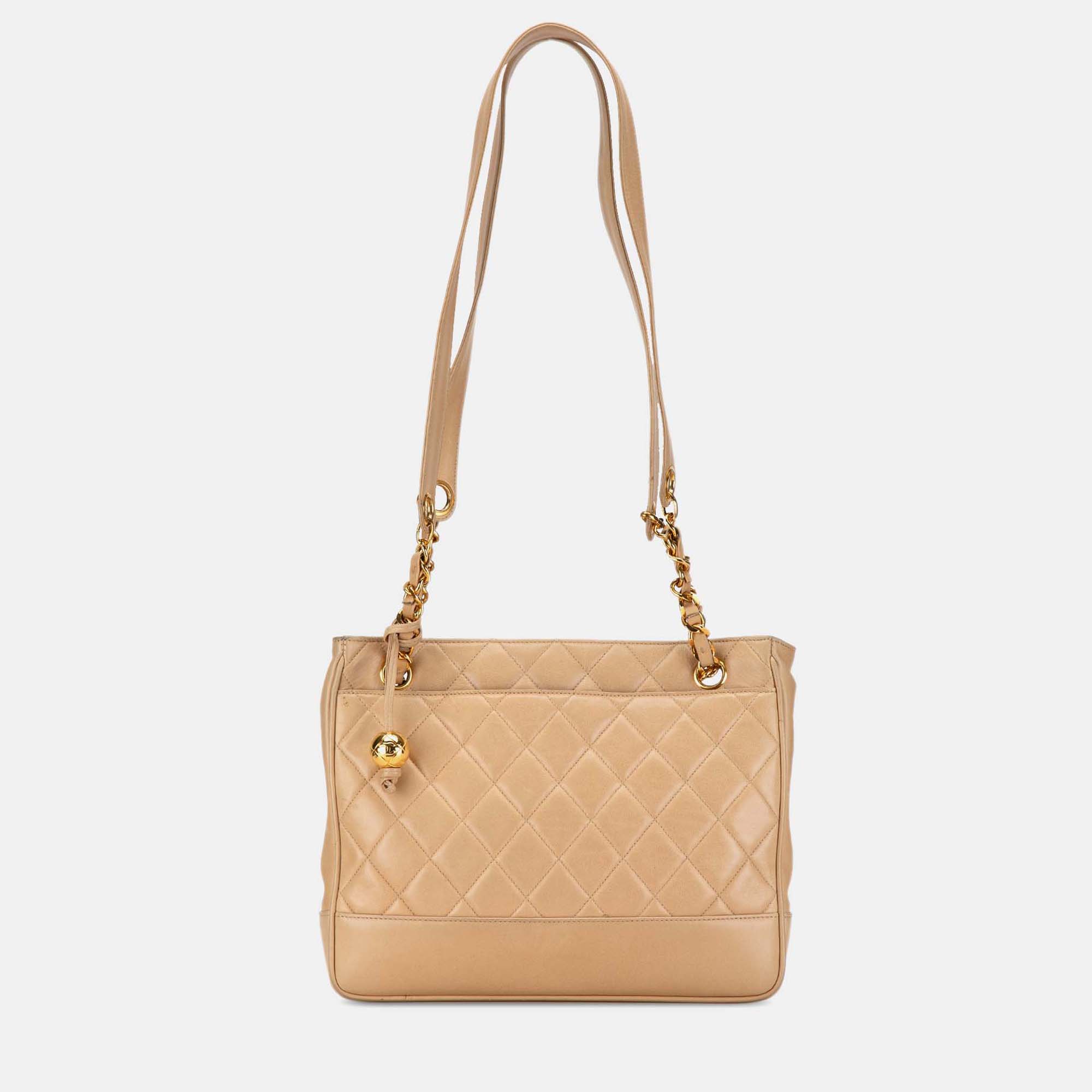 

Chanel Beige Quilted Lambskin Shoulder Bag