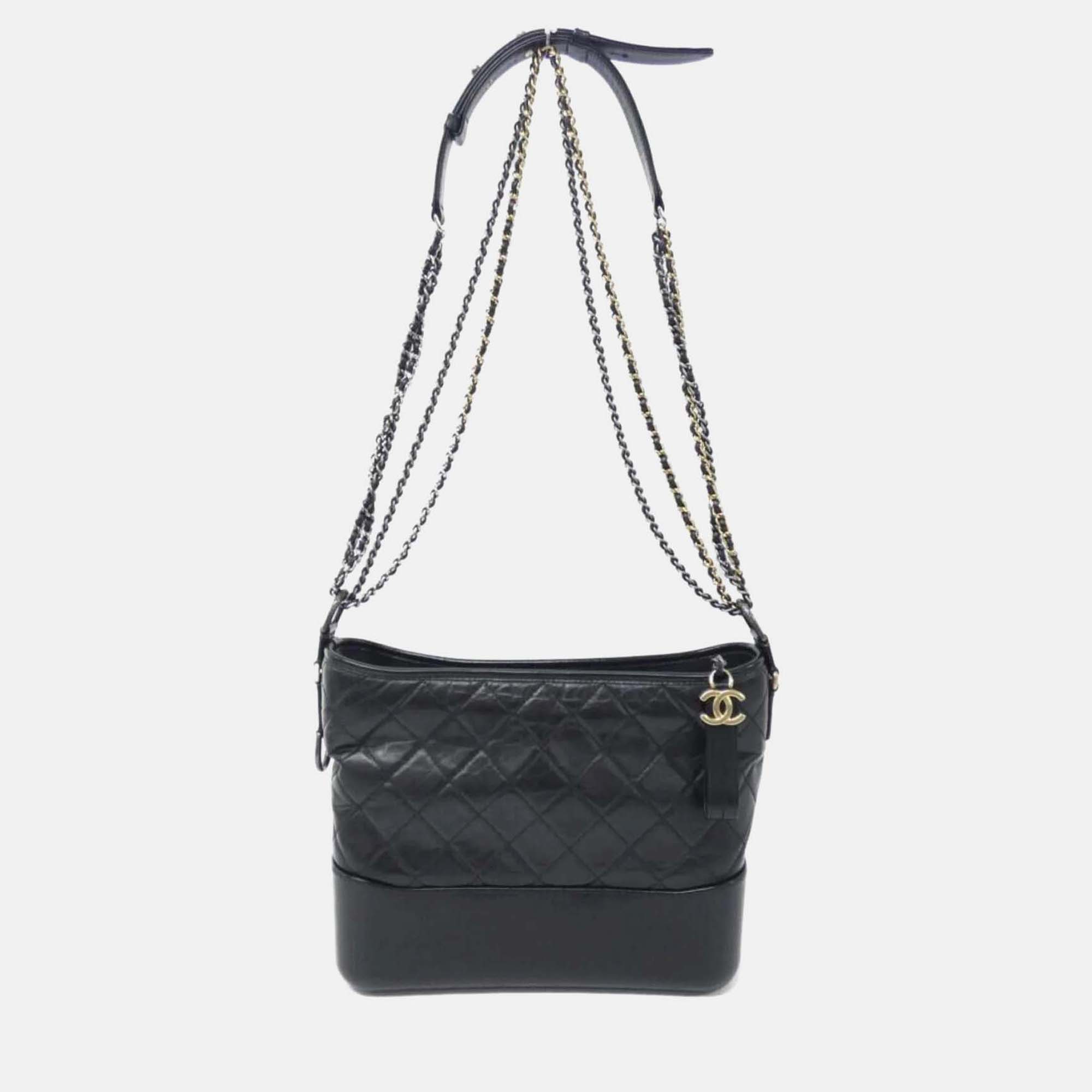 

Chanel Gabrielle Black Leather Shoulder Bag