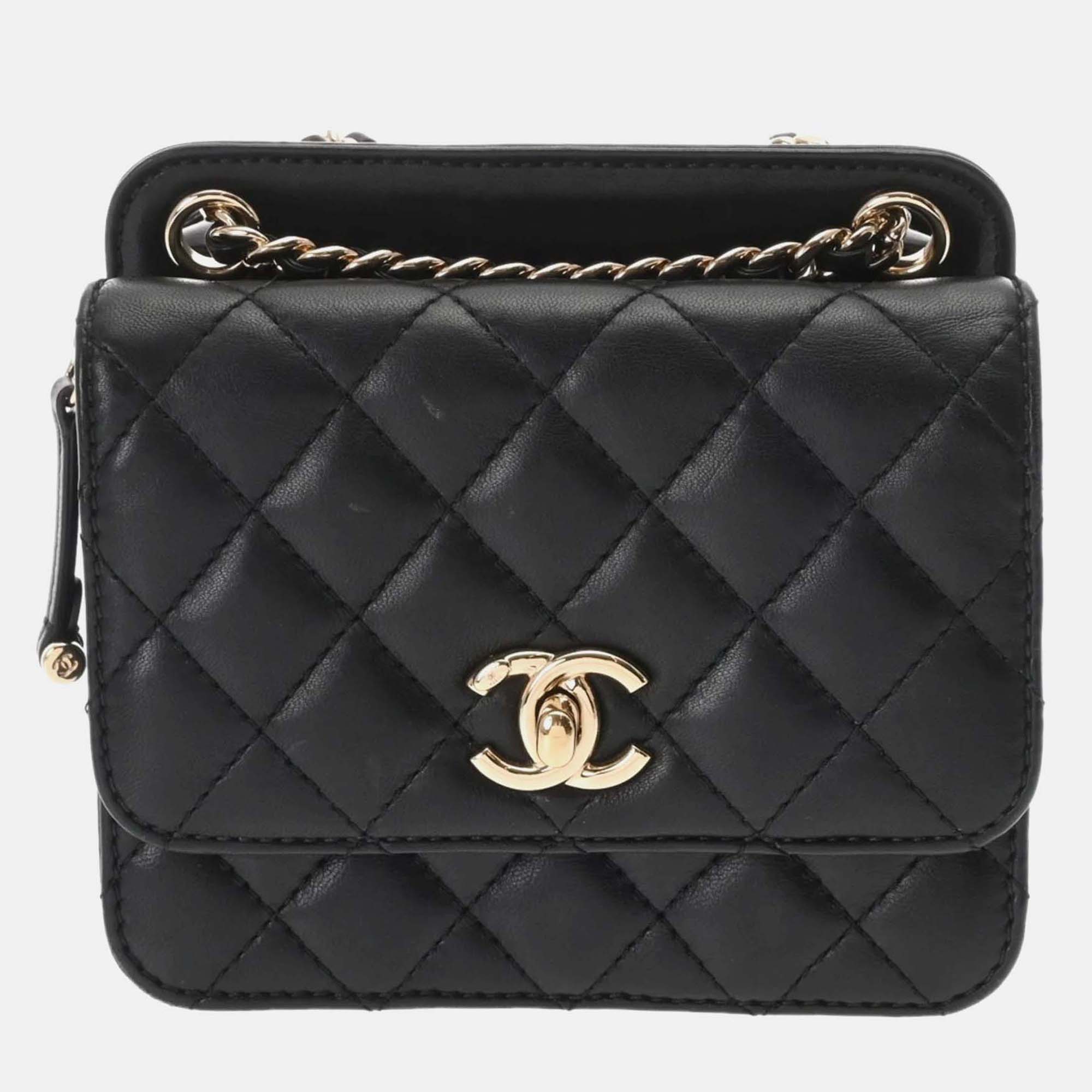 

Chanel Matelasse Mini Chain Shoulder Black Lambskin Bag