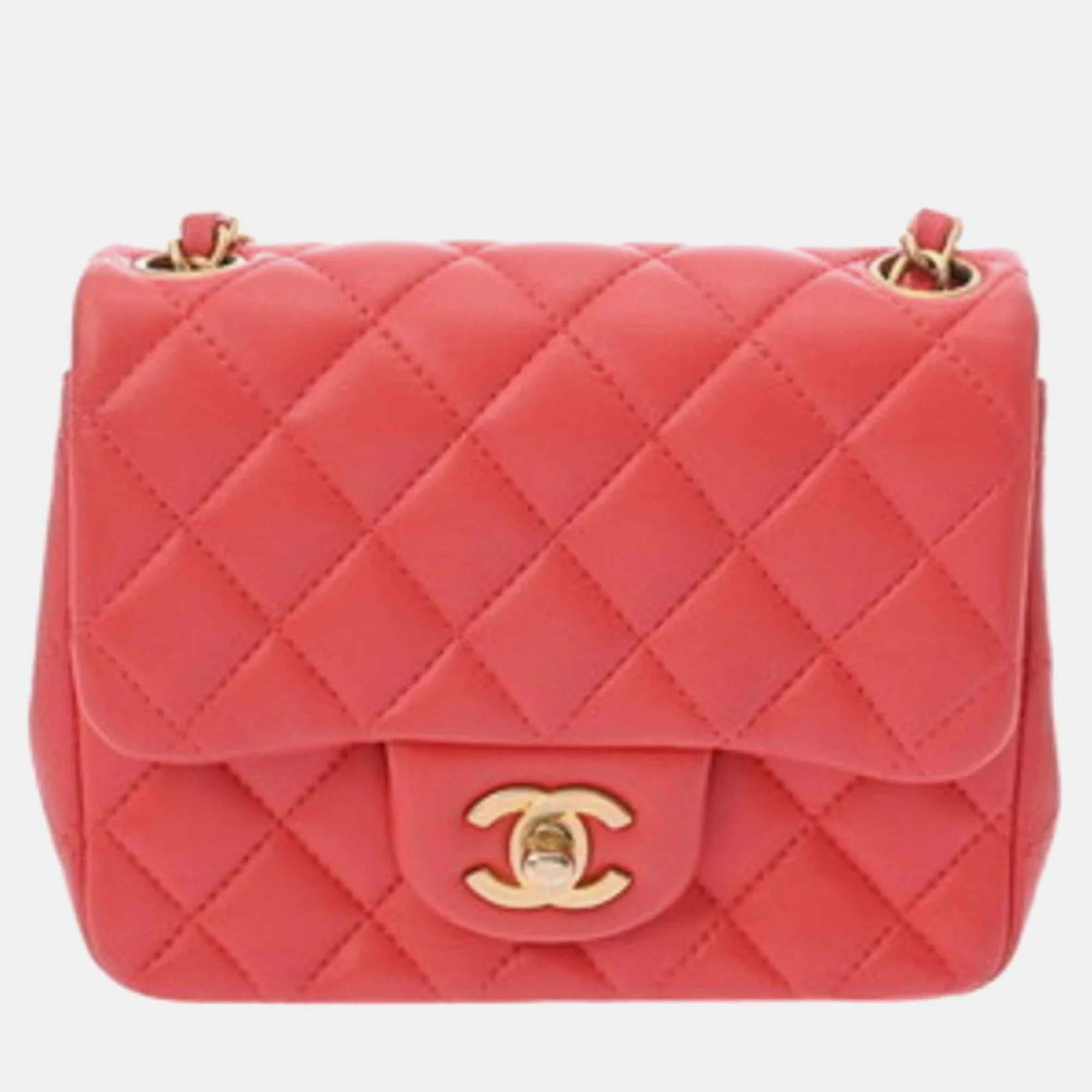 

Chanel Mini Chain Shoulder  Red Lambskin Bag