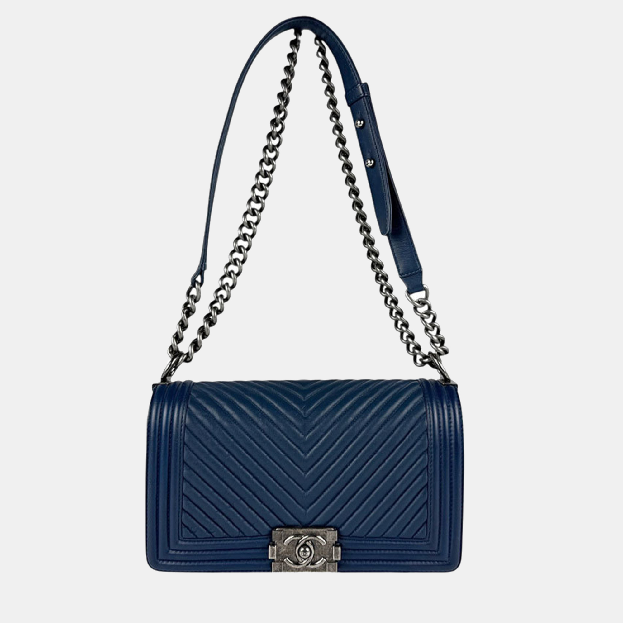 

Chanel Shoulder Bag V Stitch Boy Chanel Leather Blue
