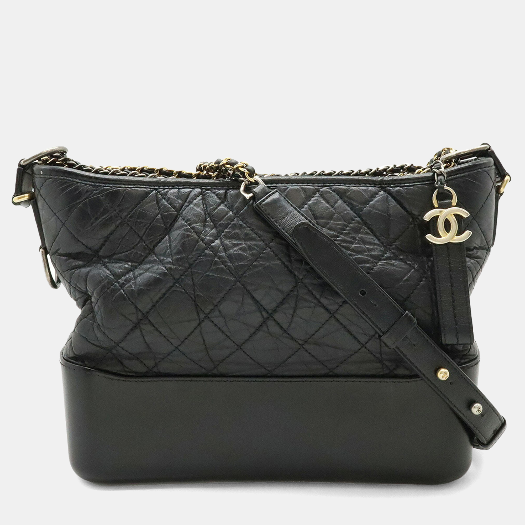 

Chanel Gabrielle De Chanel Matelasse Large Hobo Shoulder Bag Chain Lambskin Black