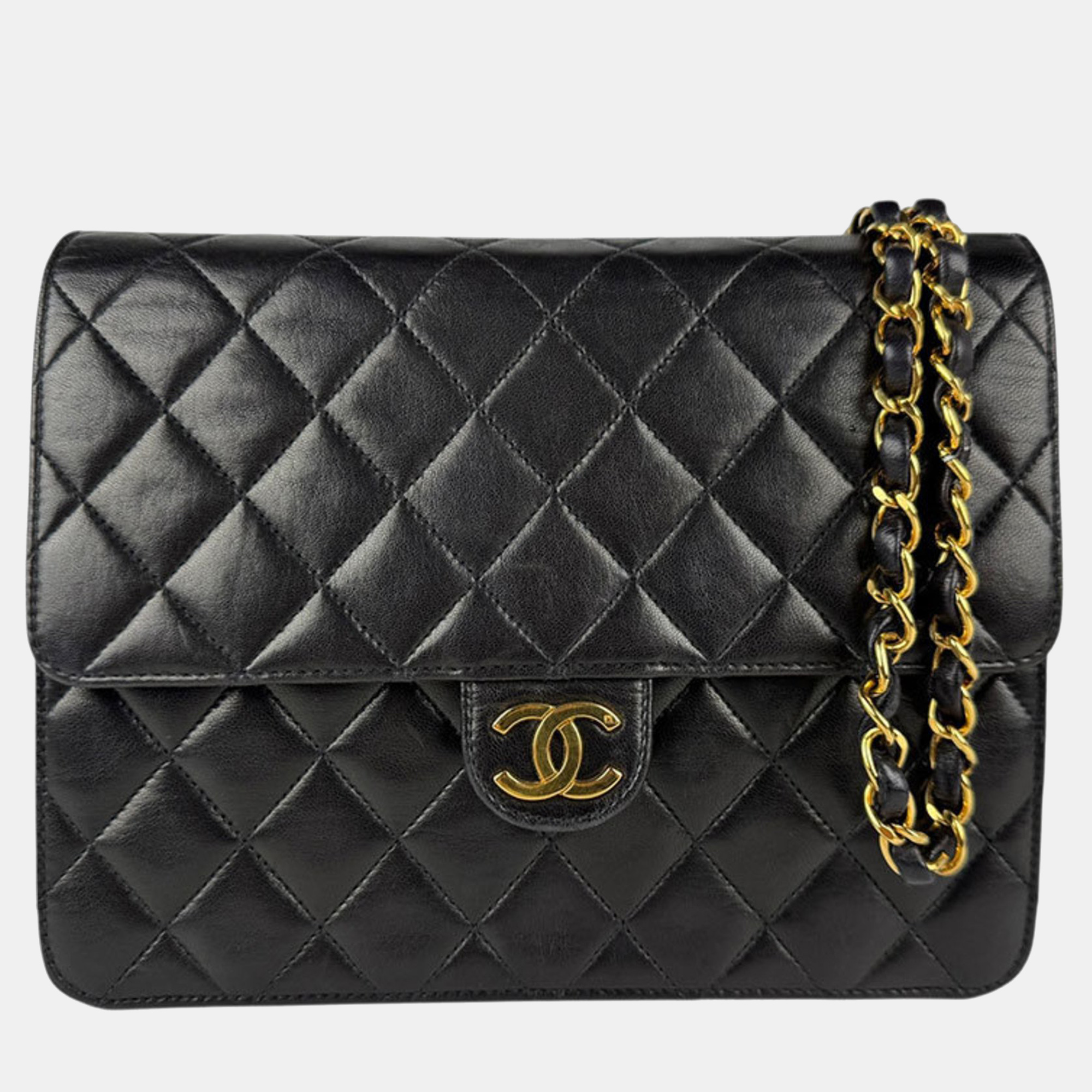 

Chanel Shoulder Bag Matelasse Leather Metal Black Gold