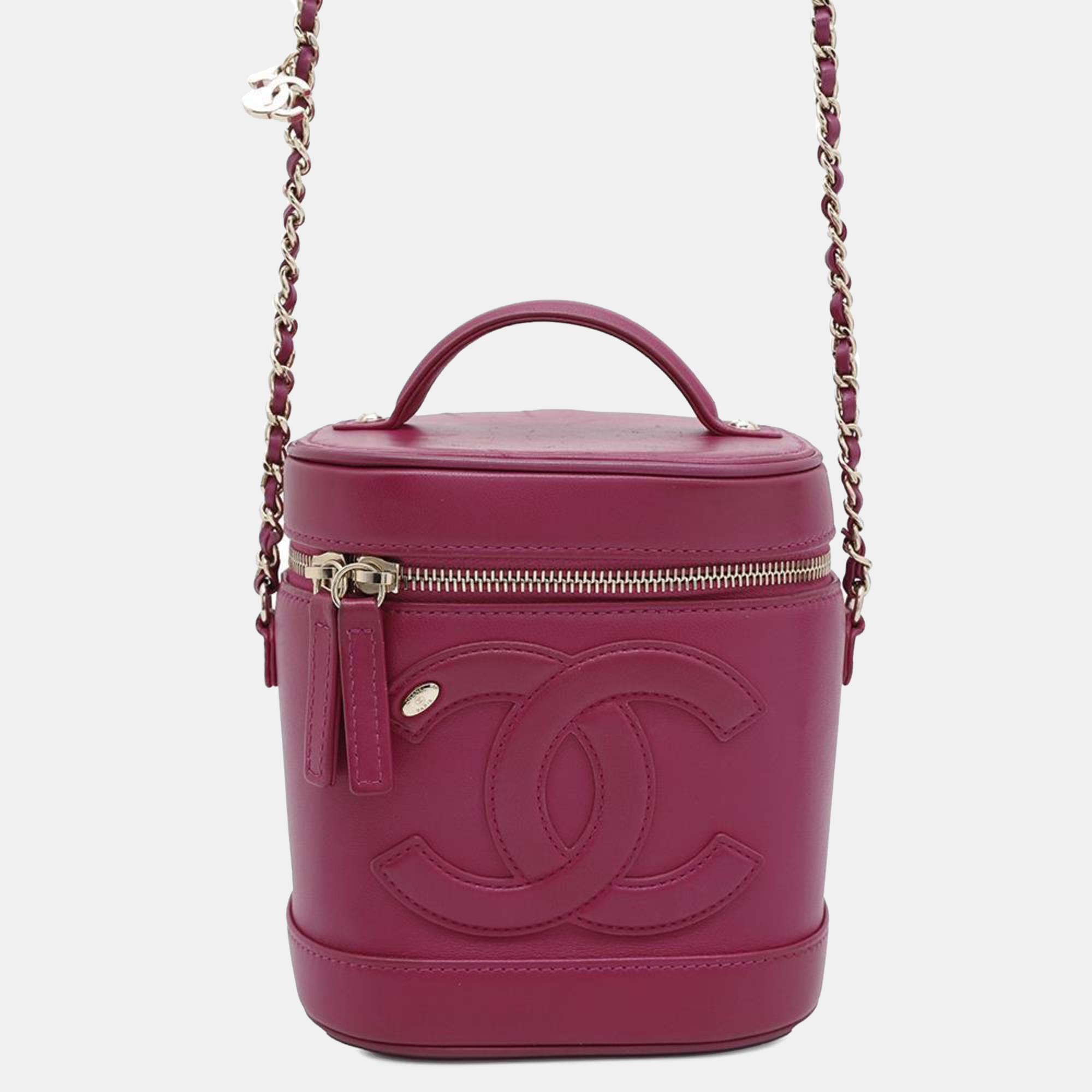 

Chanel Chain Shoulder Bag Coco Mark Vanity Lambskin, Purple