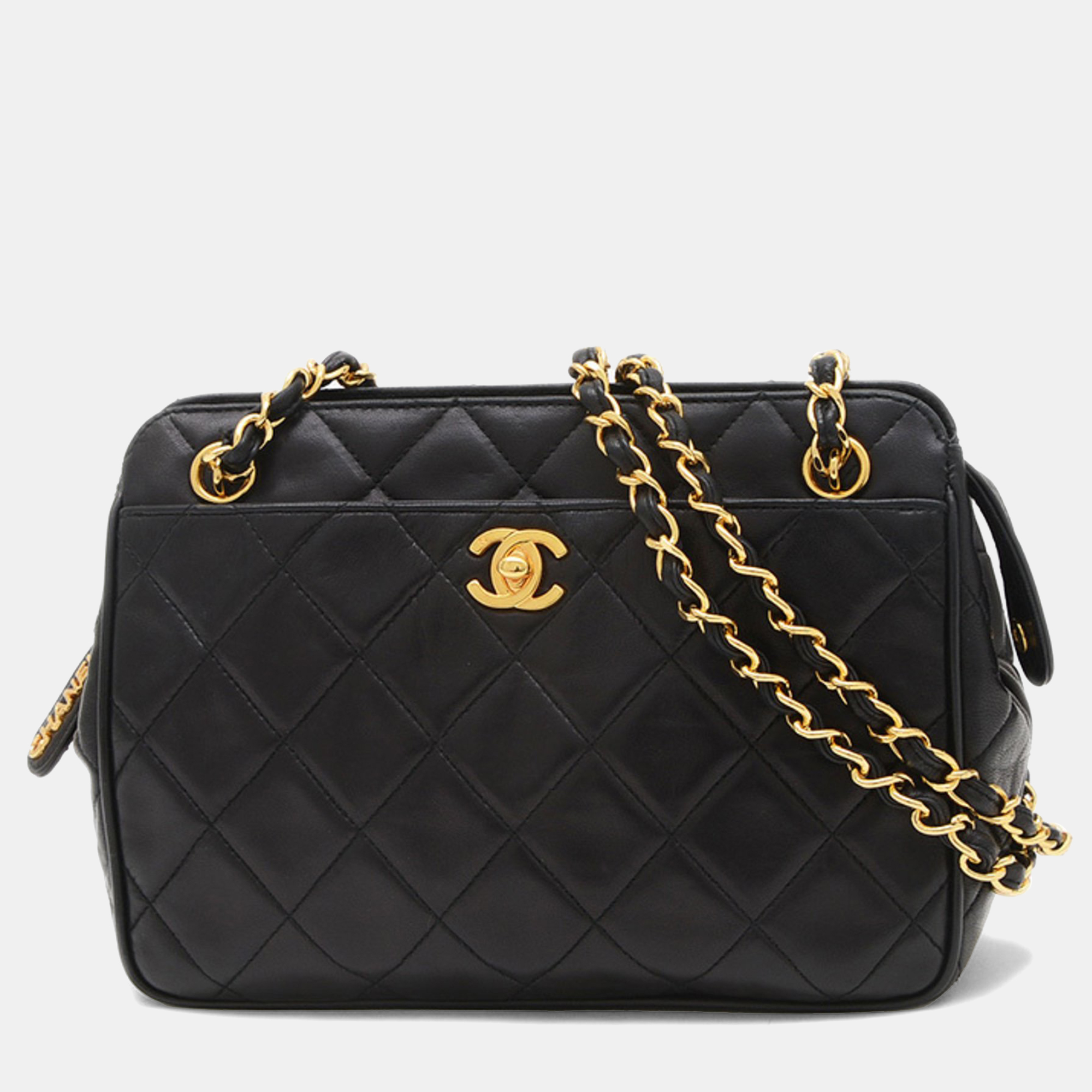 

Chanel Matelasse Chain Shoulder Bag In Black Lambskin