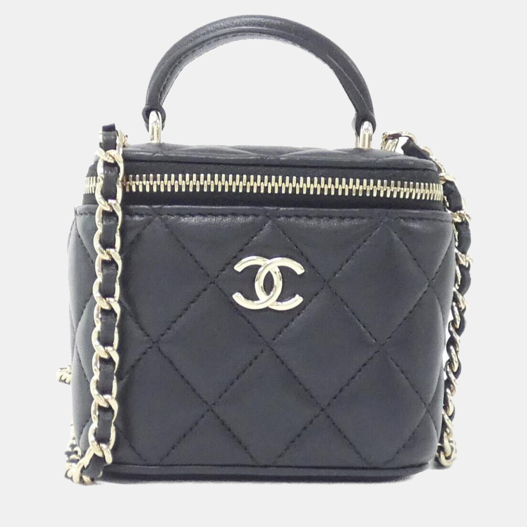

Chanel Vanity Black Leather Top Handle Bag