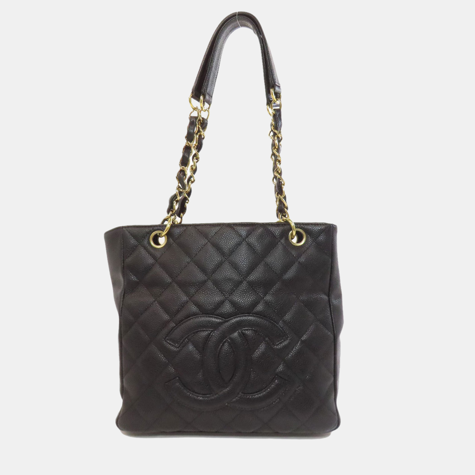 

Chanel Petite Shopping Black Leather Tote Bag